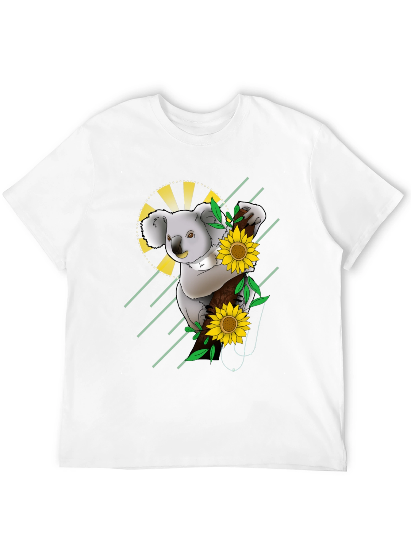 Koala & Sunflower Graphic Black T-Shirt