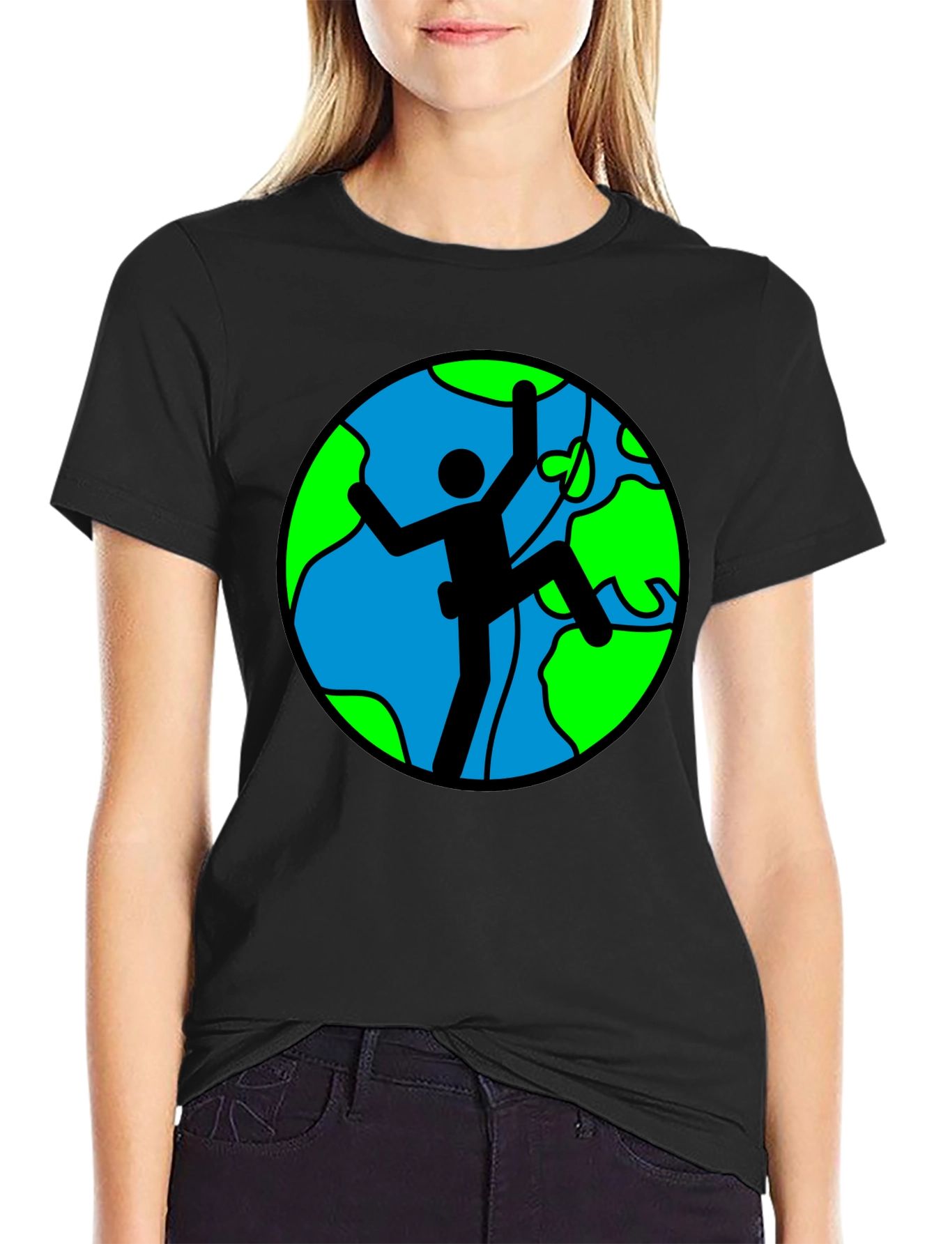 Climbing Earth Graphic Black T-Shirt