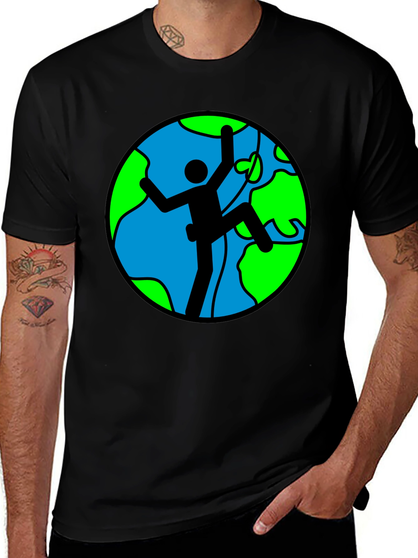 Climbing Earth Graphic Black T-Shirt