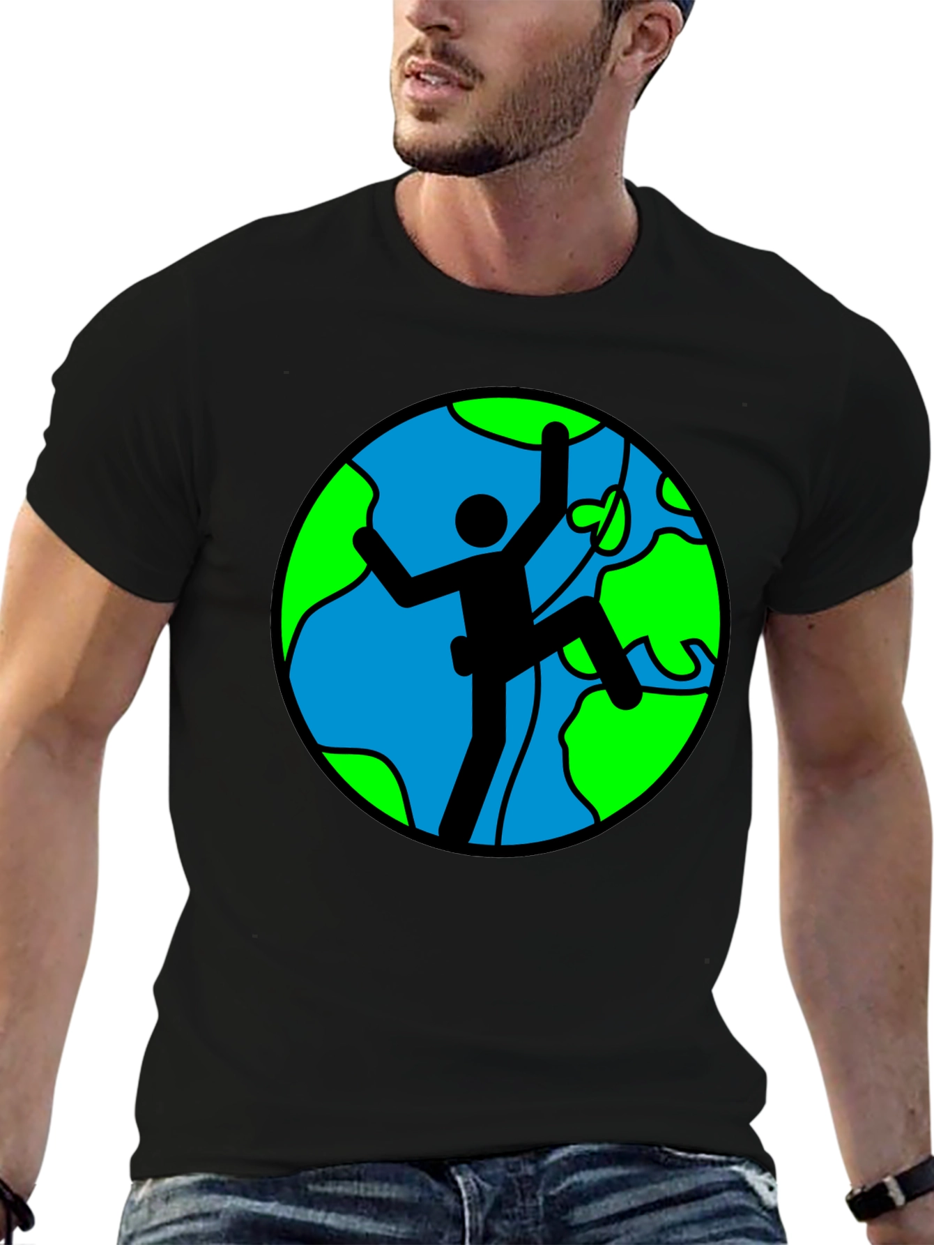 Climbing Earth Graphic Black T-Shirt