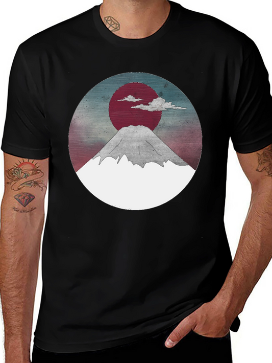 Mount Fuji Graphic Tee - Black Crew Neck T-Shirt