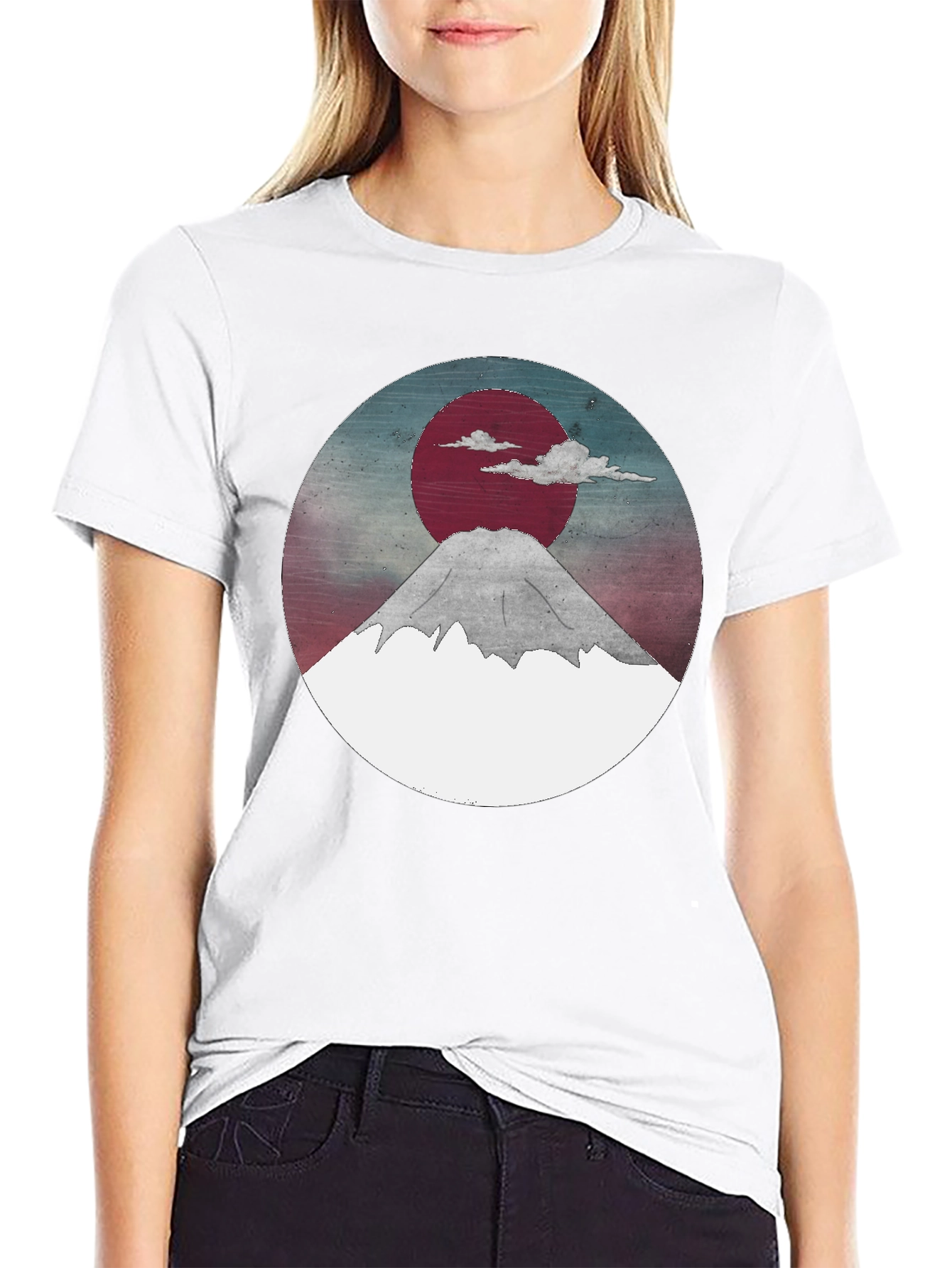 Mount Fuji Graphic Tee - Black Crew Neck T-Shirt