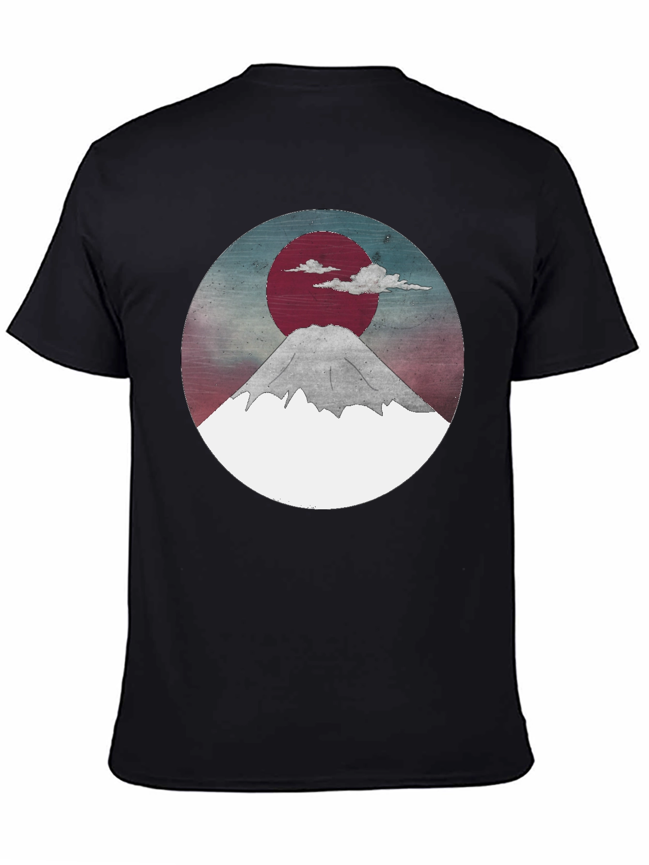 Mount Fuji Graphic Tee - Black Crew Neck T-Shirt