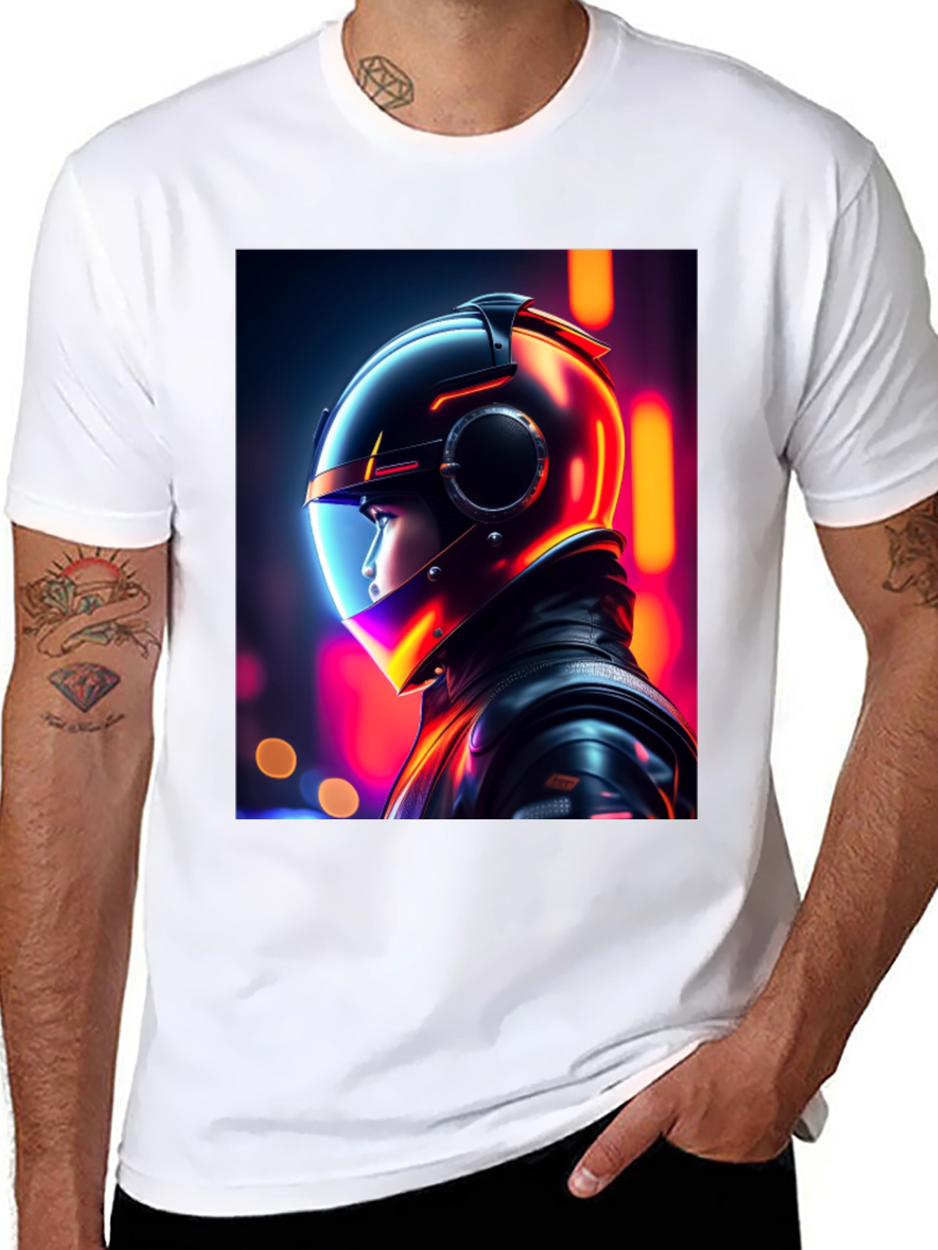 Neon Rider Graphic Tee - Futuristic Streetwear Style