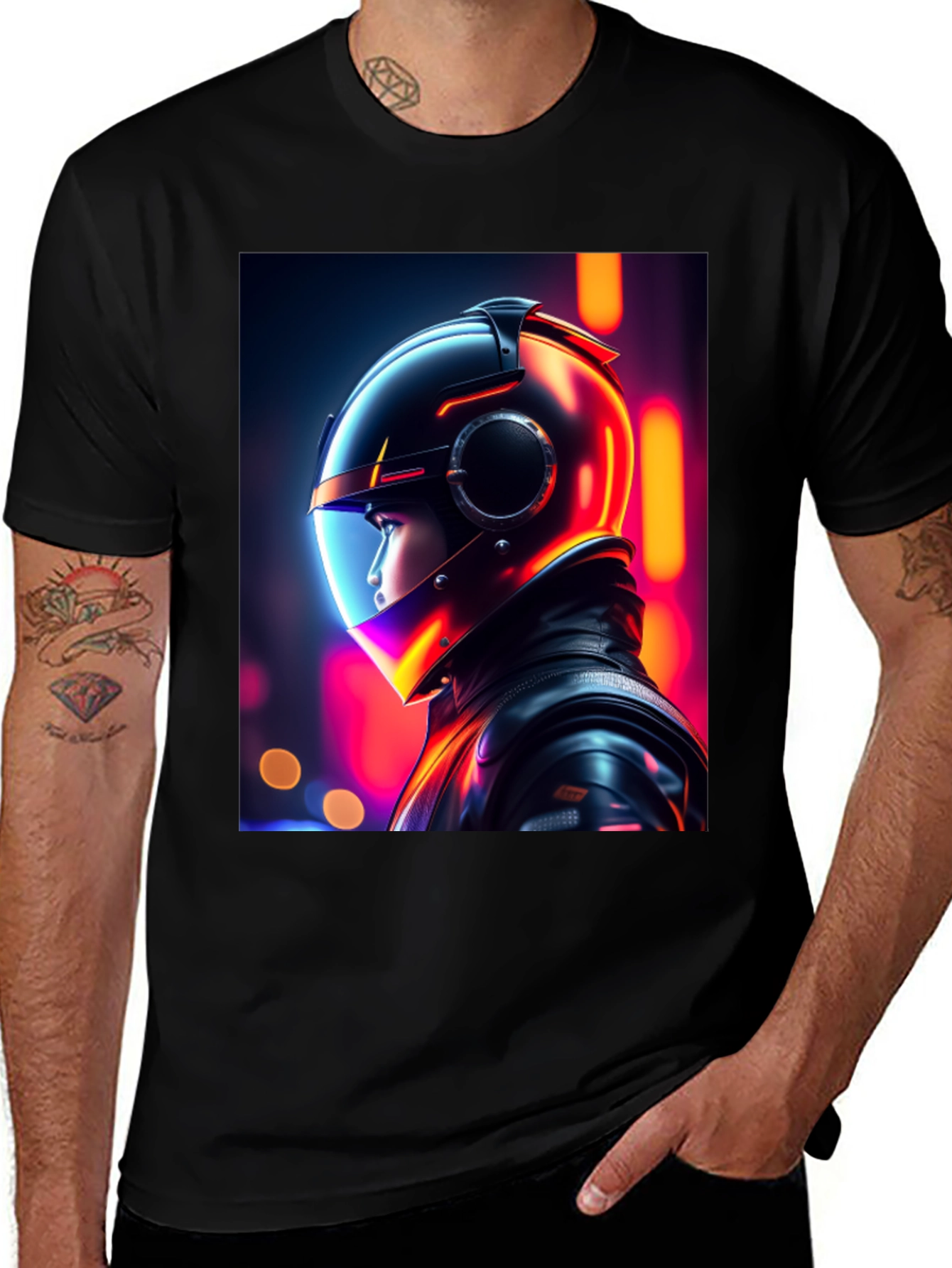 Neon Rider Graphic Tee - Futuristic Streetwear Style