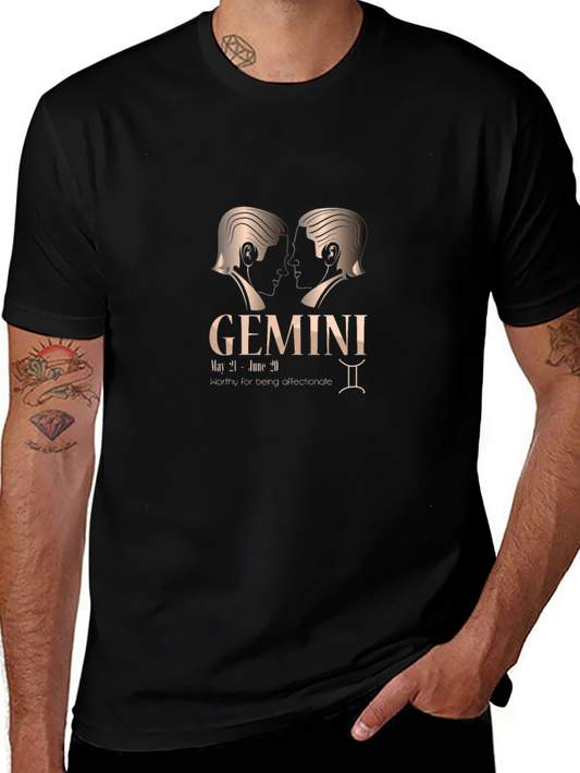 Gemini Zodiac Black Graphic T-Shirt