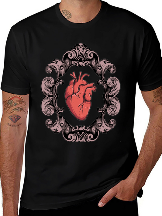 Anatomical Heart Graphic Tee - Vintage Frame Design