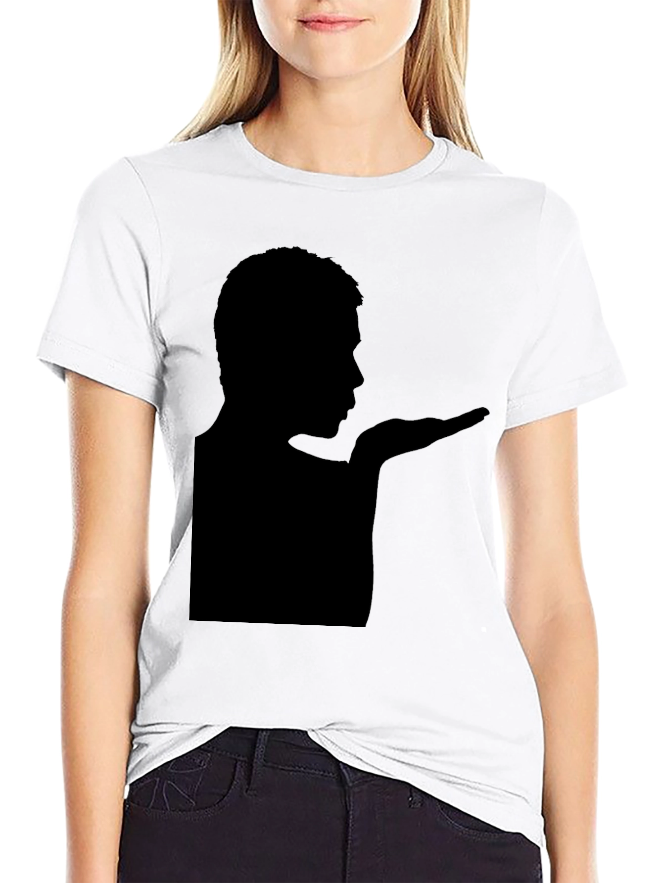 Silhouette Blowing Kiss Tee - Black Graphic T-Shirt