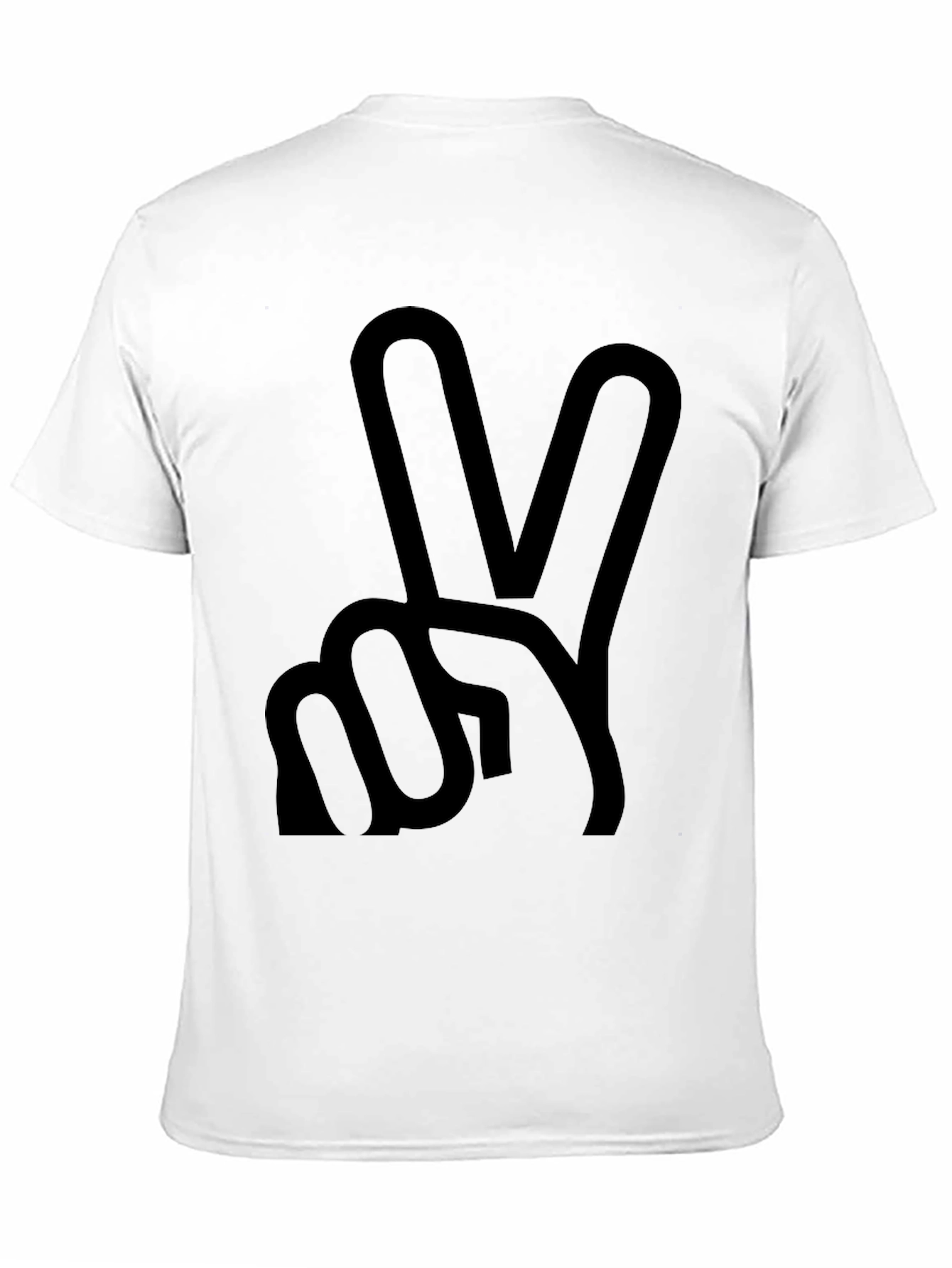 Peace Sign Graphic Tee - Black Cotton Casual Shirt