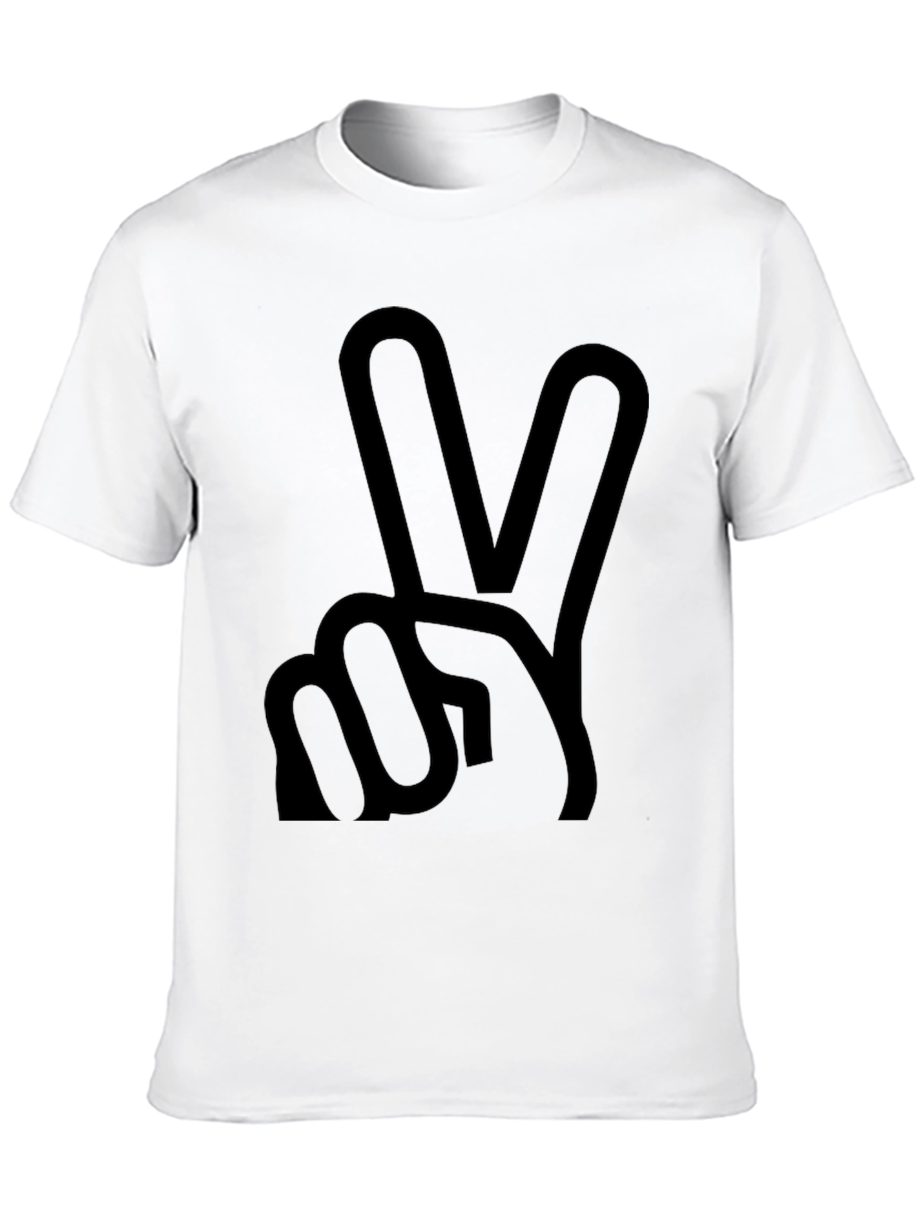 Peace Sign Graphic Tee - Black Cotton Casual Shirt
