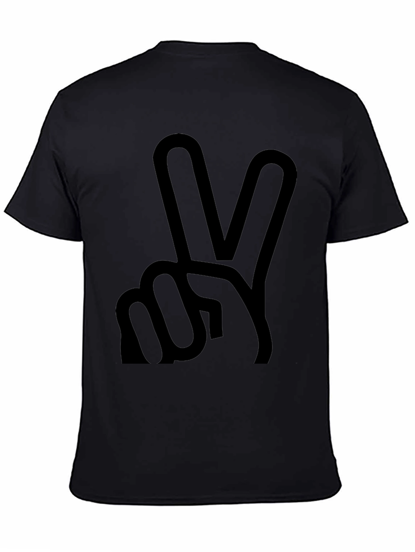Peace Sign Graphic Tee - Black Cotton Casual Shirt