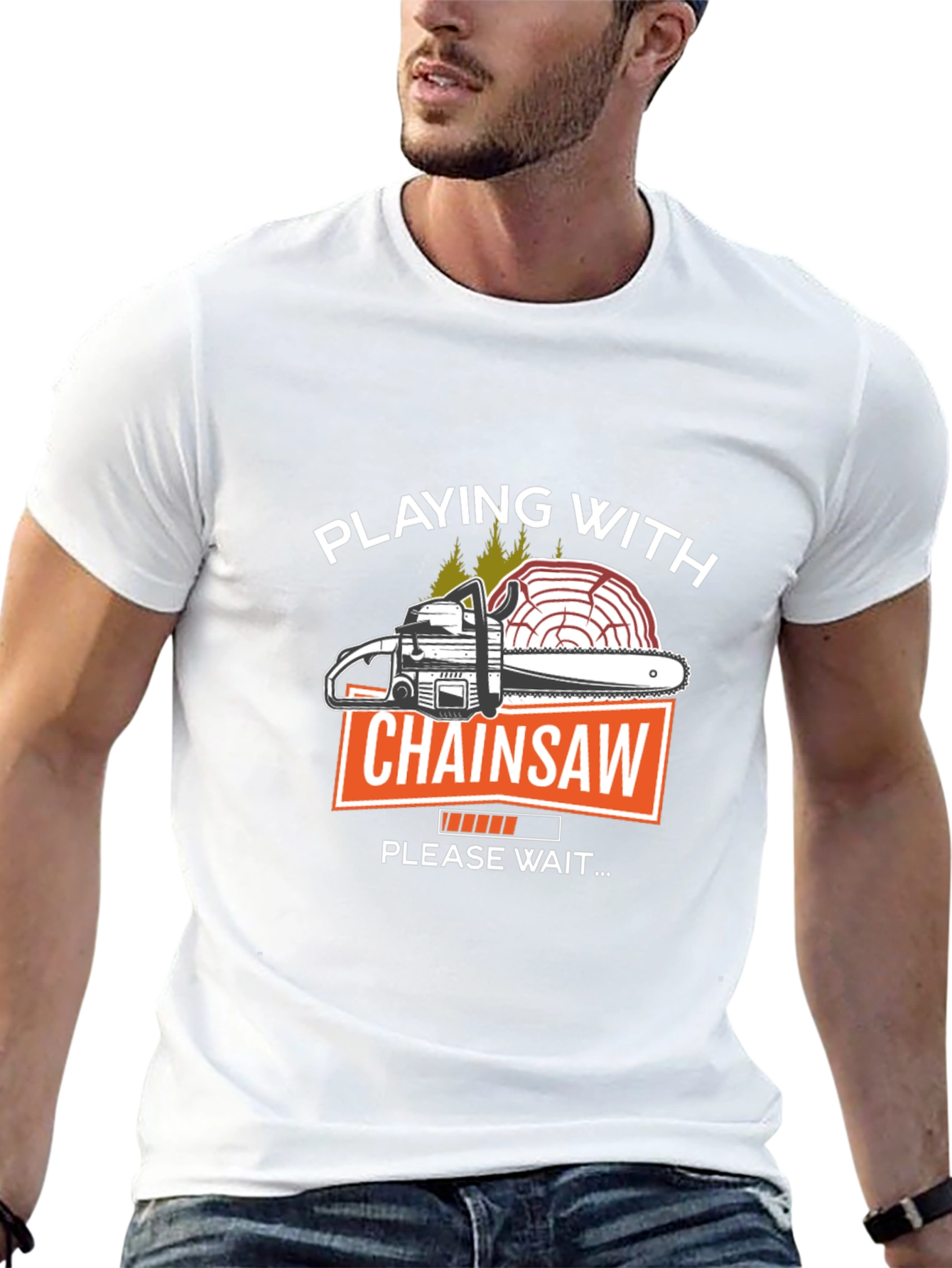 Playing with Chainsaw Graphic T-Shirt