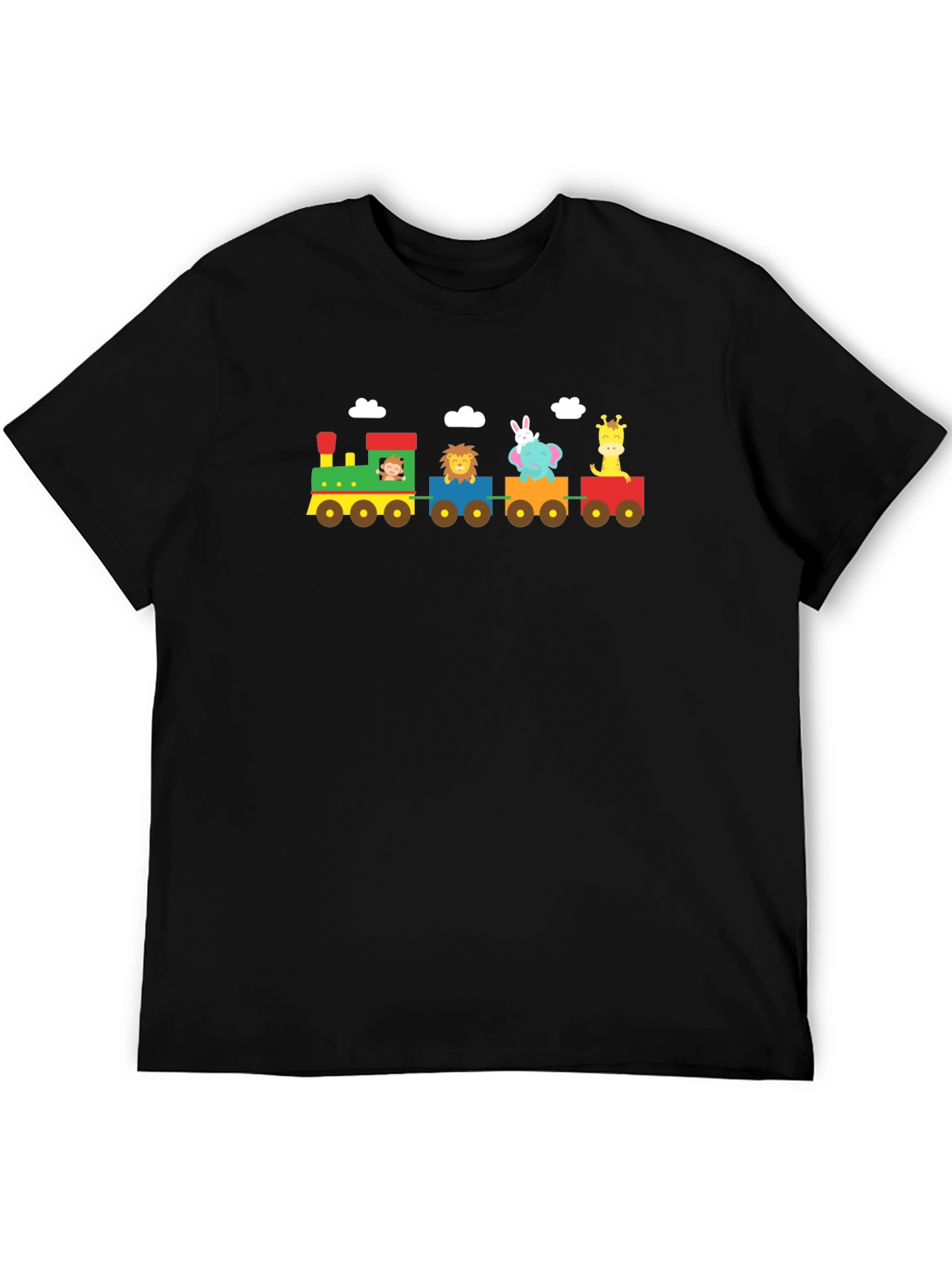 Animal Train Graphic Tee - Whimsical Black T-Shirt