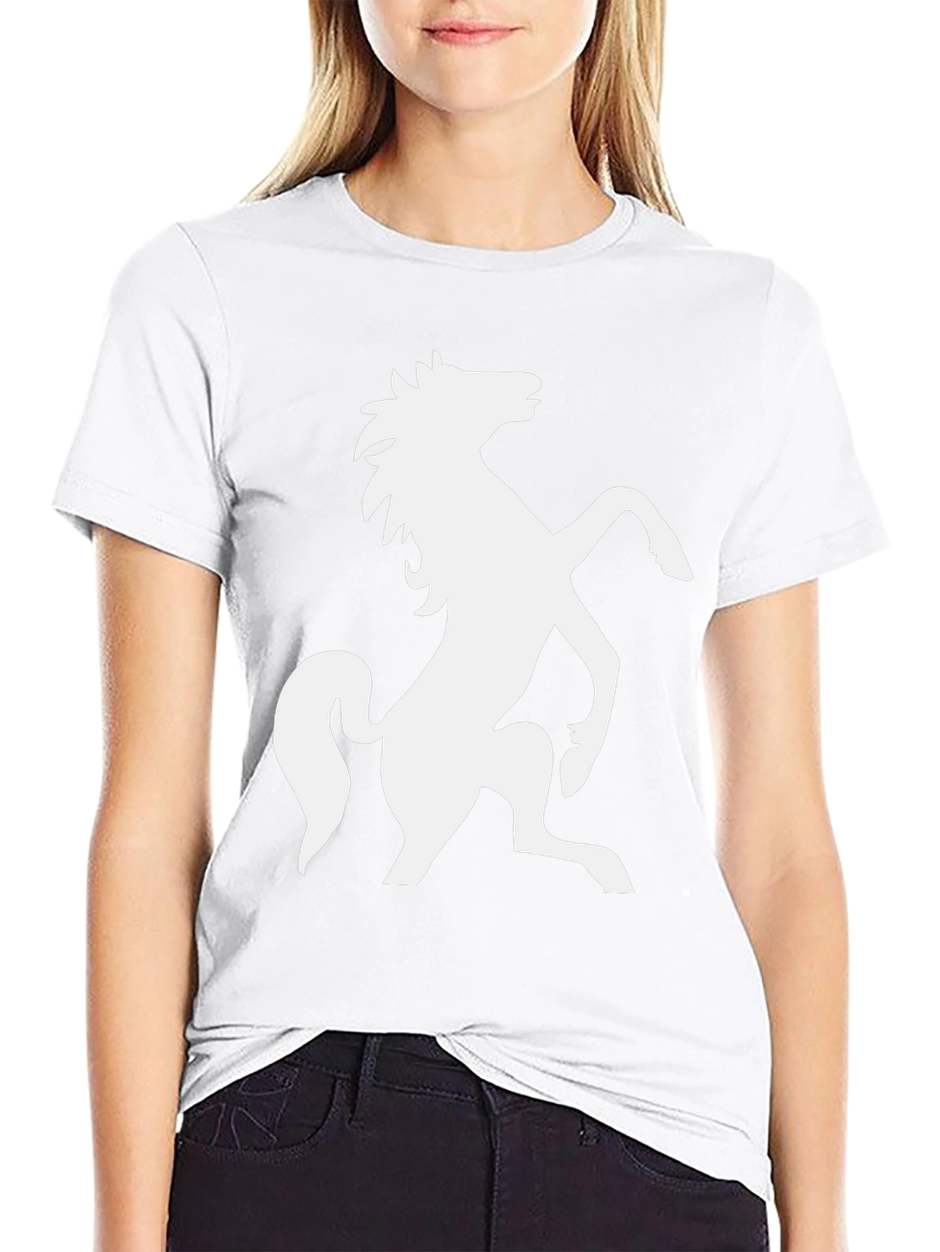 Black Horse Silhouette Tee - Bold Equestrian Style