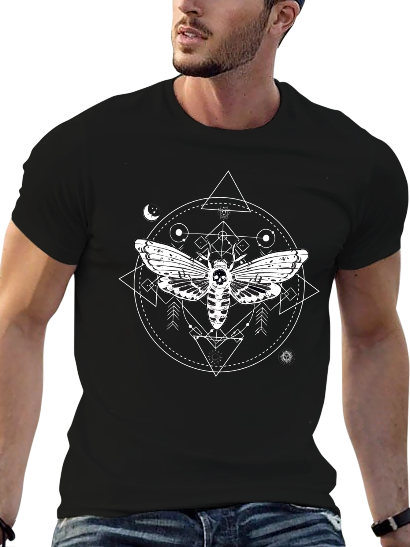 Moth Skull Graphic T-Shirt - Unique Gothic Design