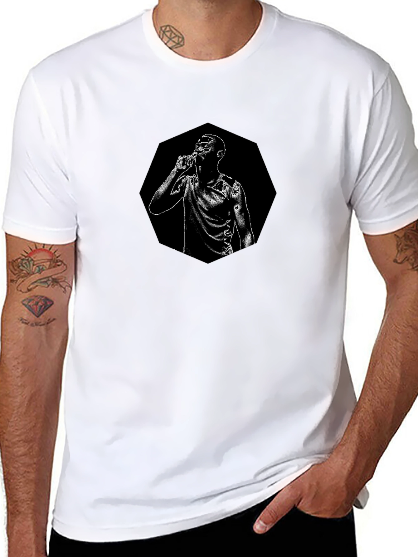 Black Graphic Tee - Man Sipping