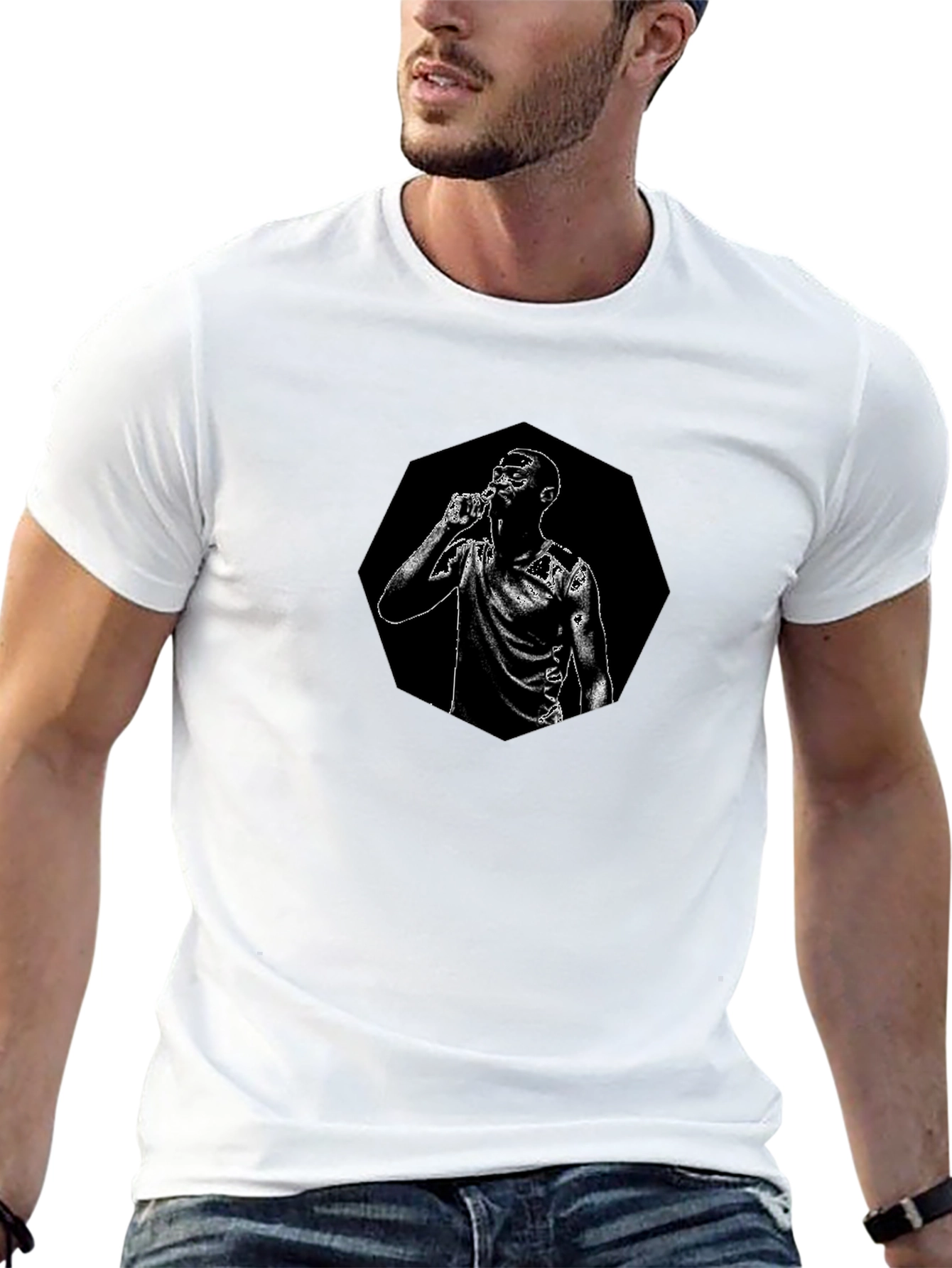 Black Graphic Tee - Man Sipping