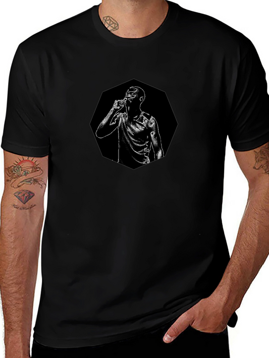 Black Graphic Tee - Man Sipping