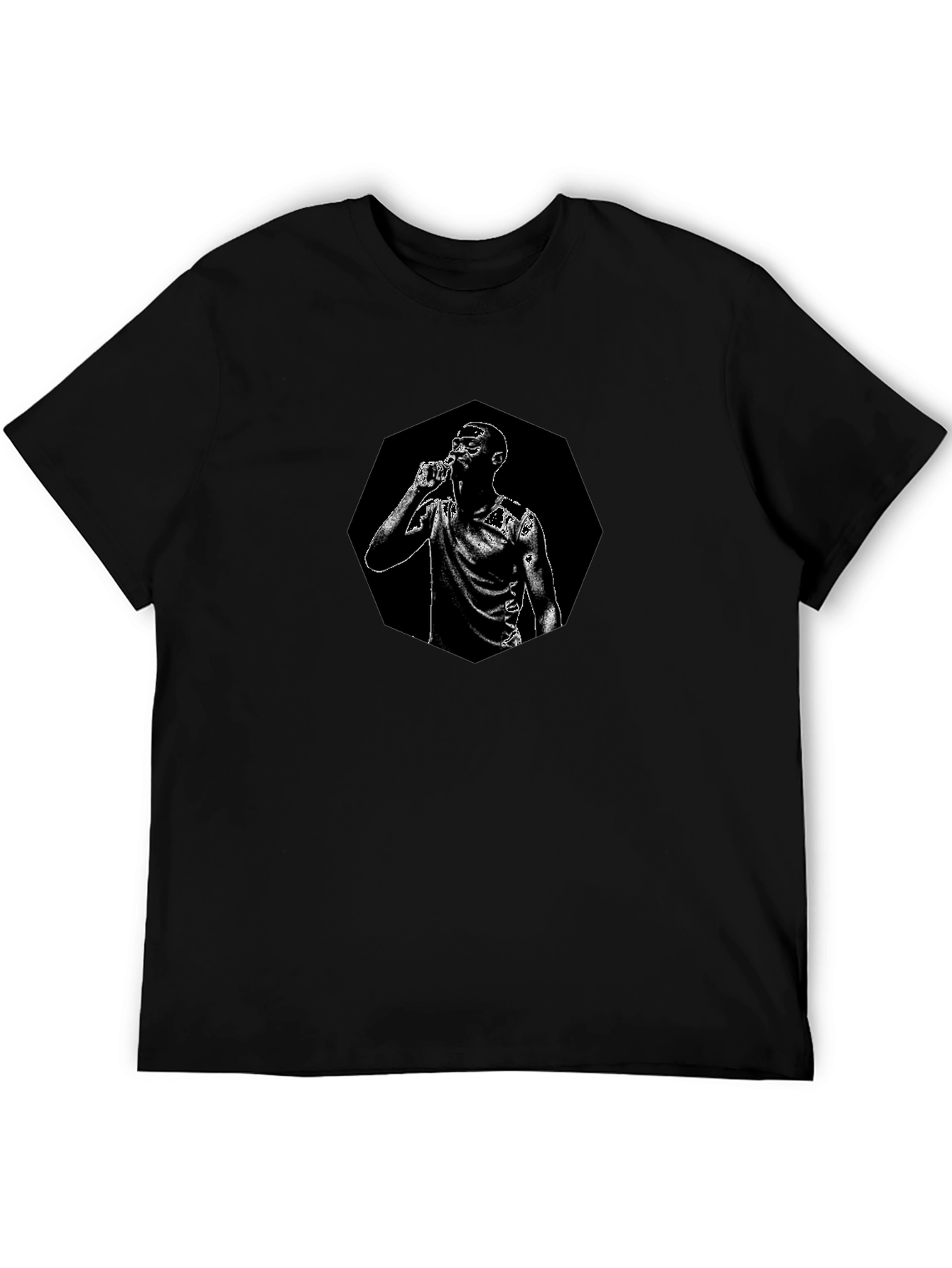 Black Graphic Tee - Man Sipping
