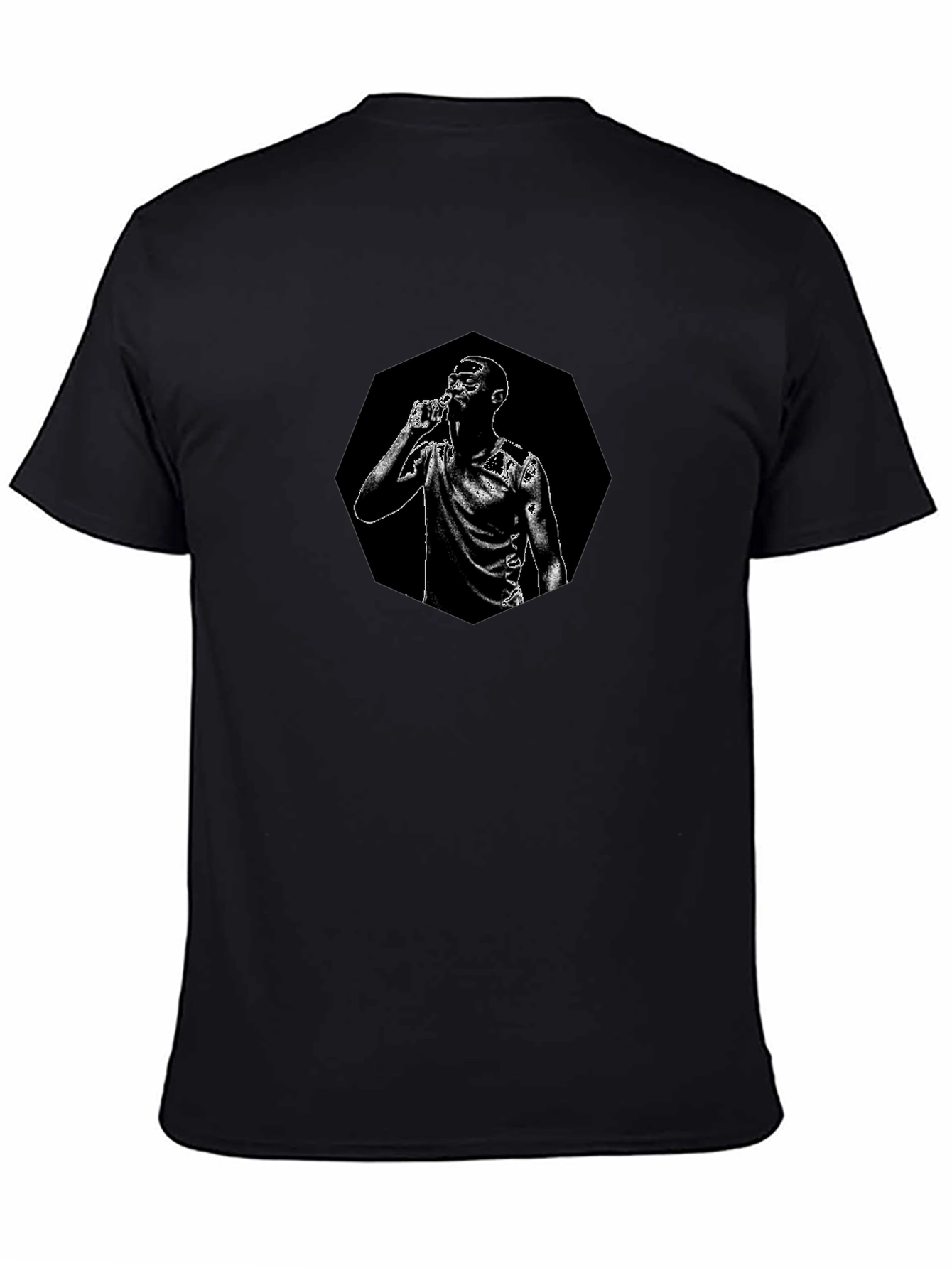 Black Graphic Tee - Man Sipping