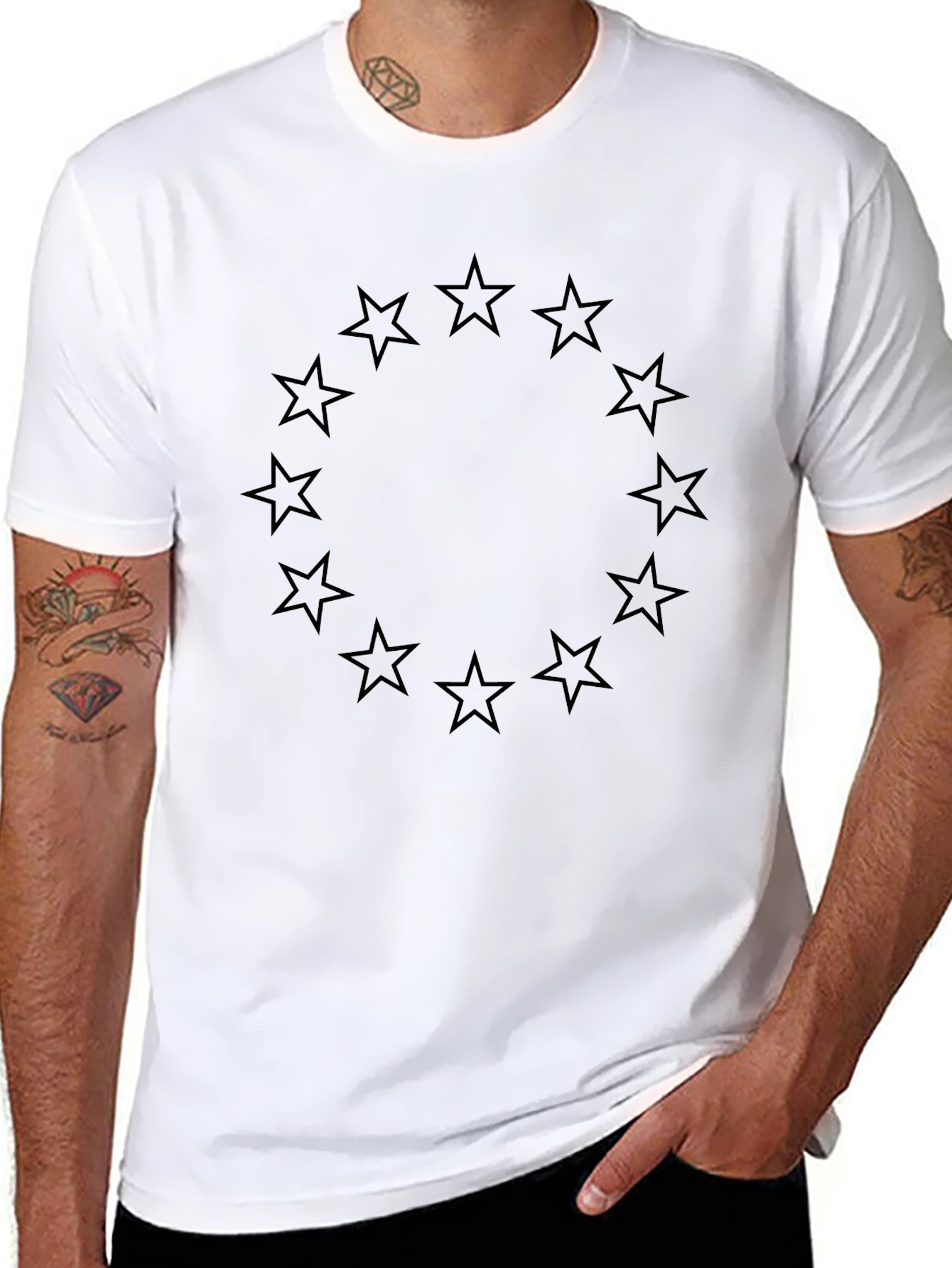 Black Star Circle Graphic Tee - Modern Casual