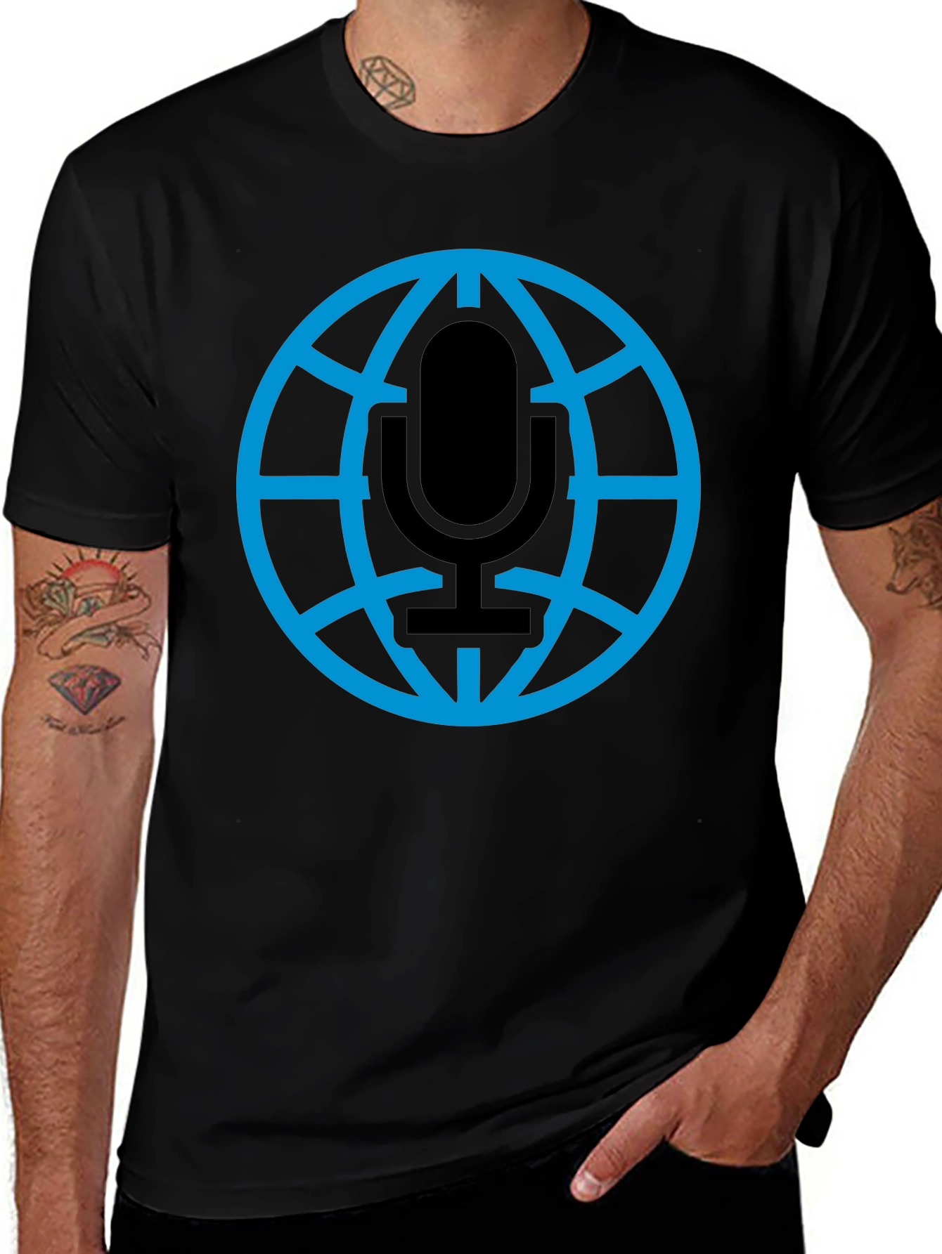 Globe Microphone Graphic Tee - Black