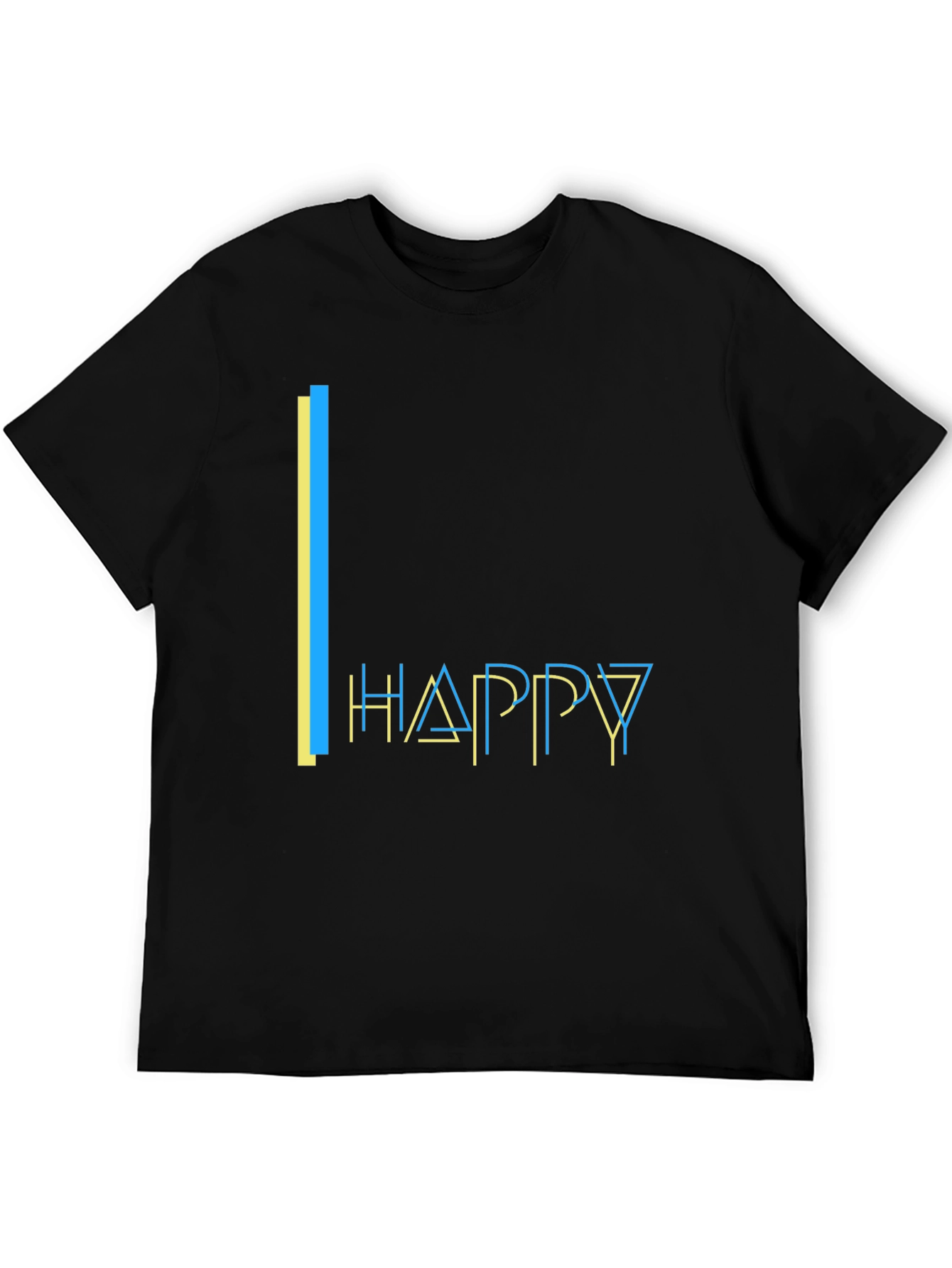Happy Graphic Print Black T-Shirt