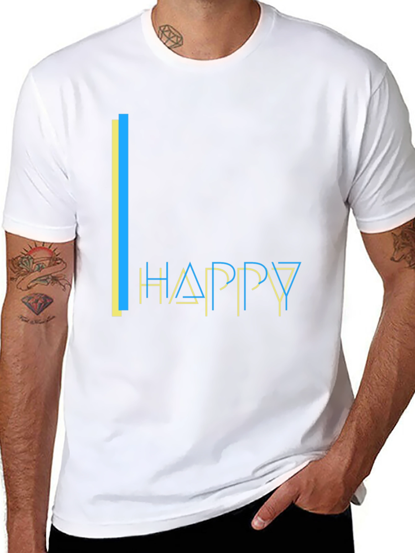 Happy Graphic Print Black T-Shirt