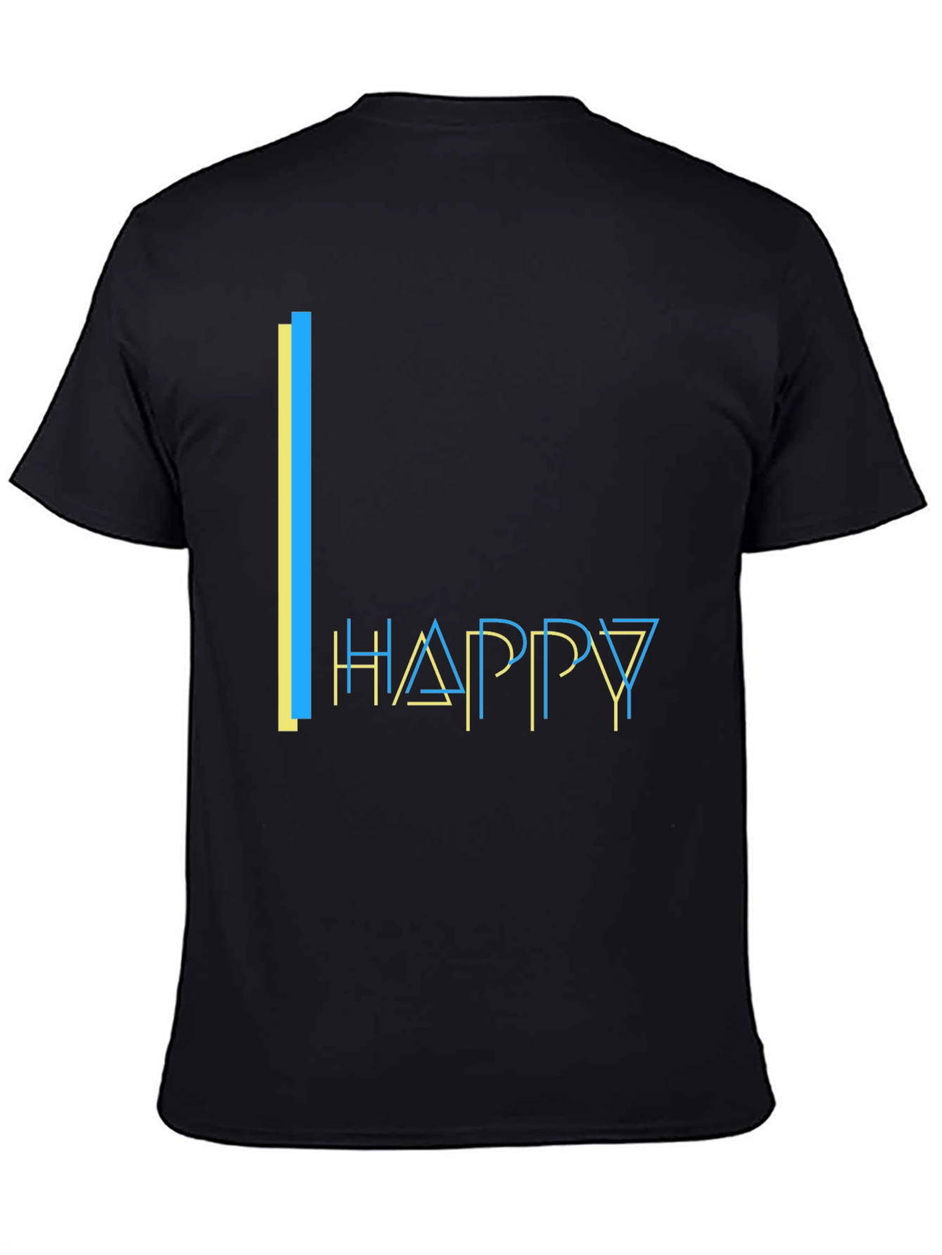 Happy Graphic Print Black T-Shirt
