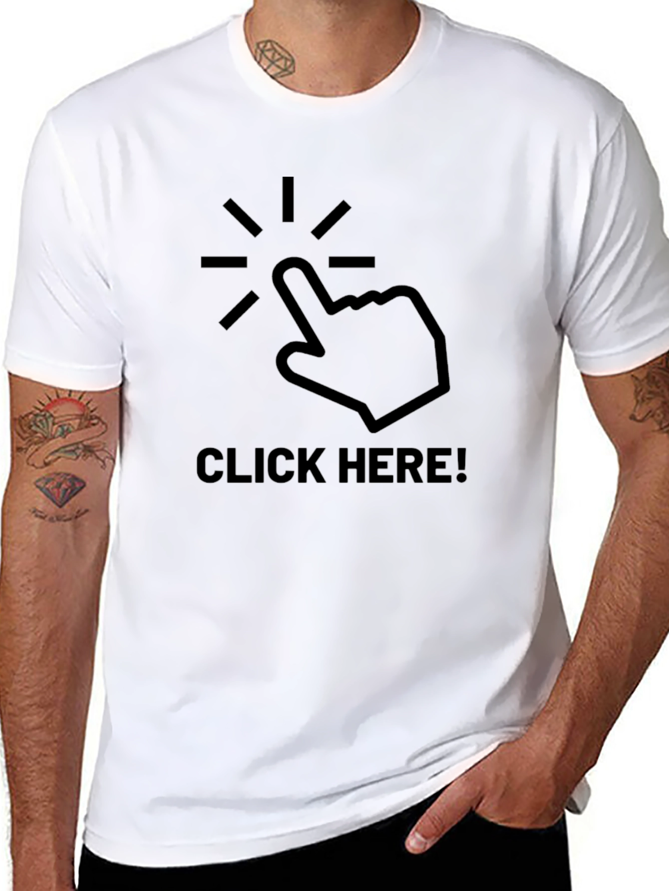 Click Here Graphic T-Shirt - Trendy Unisex Tee