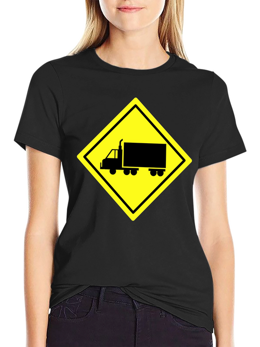 Truck Crossing Sign Graphic Tee - Black