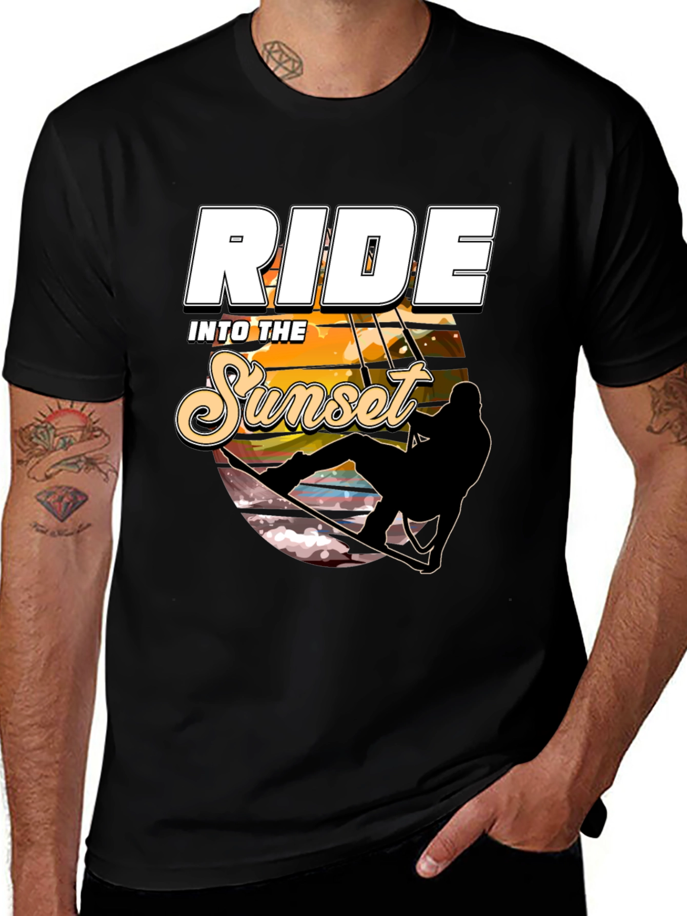 Ride Into the Sunset Black Graphic Tee