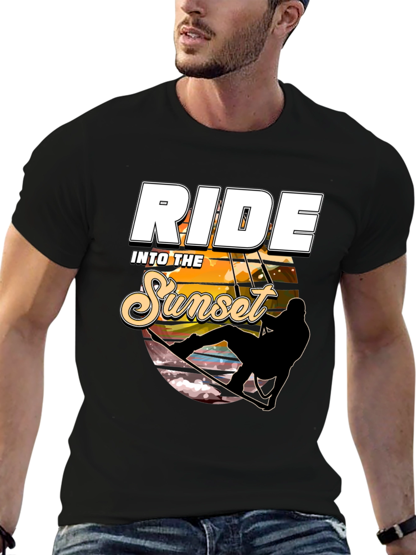 Ride Into the Sunset Black Graphic Tee