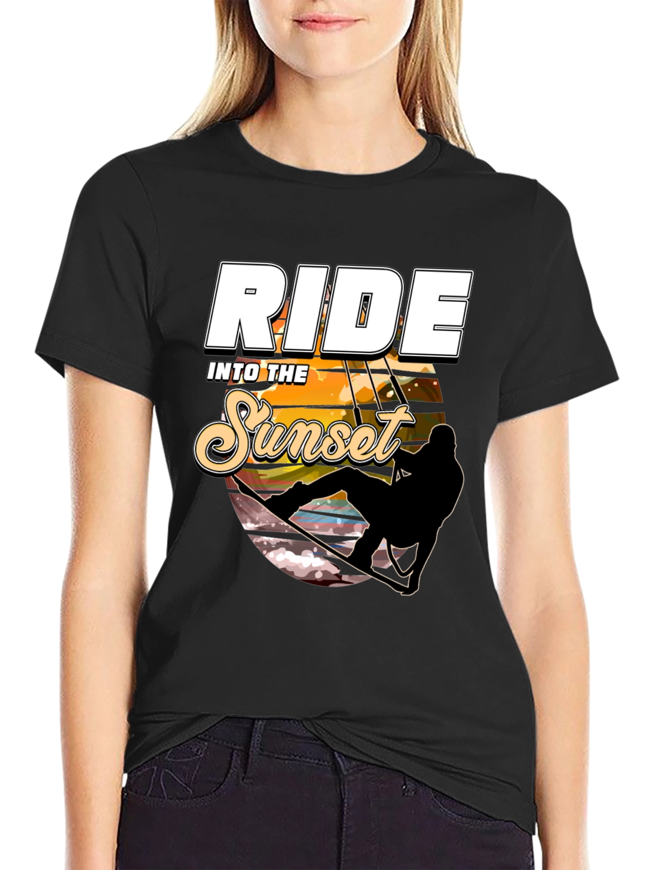 Ride Into the Sunset Black Graphic Tee