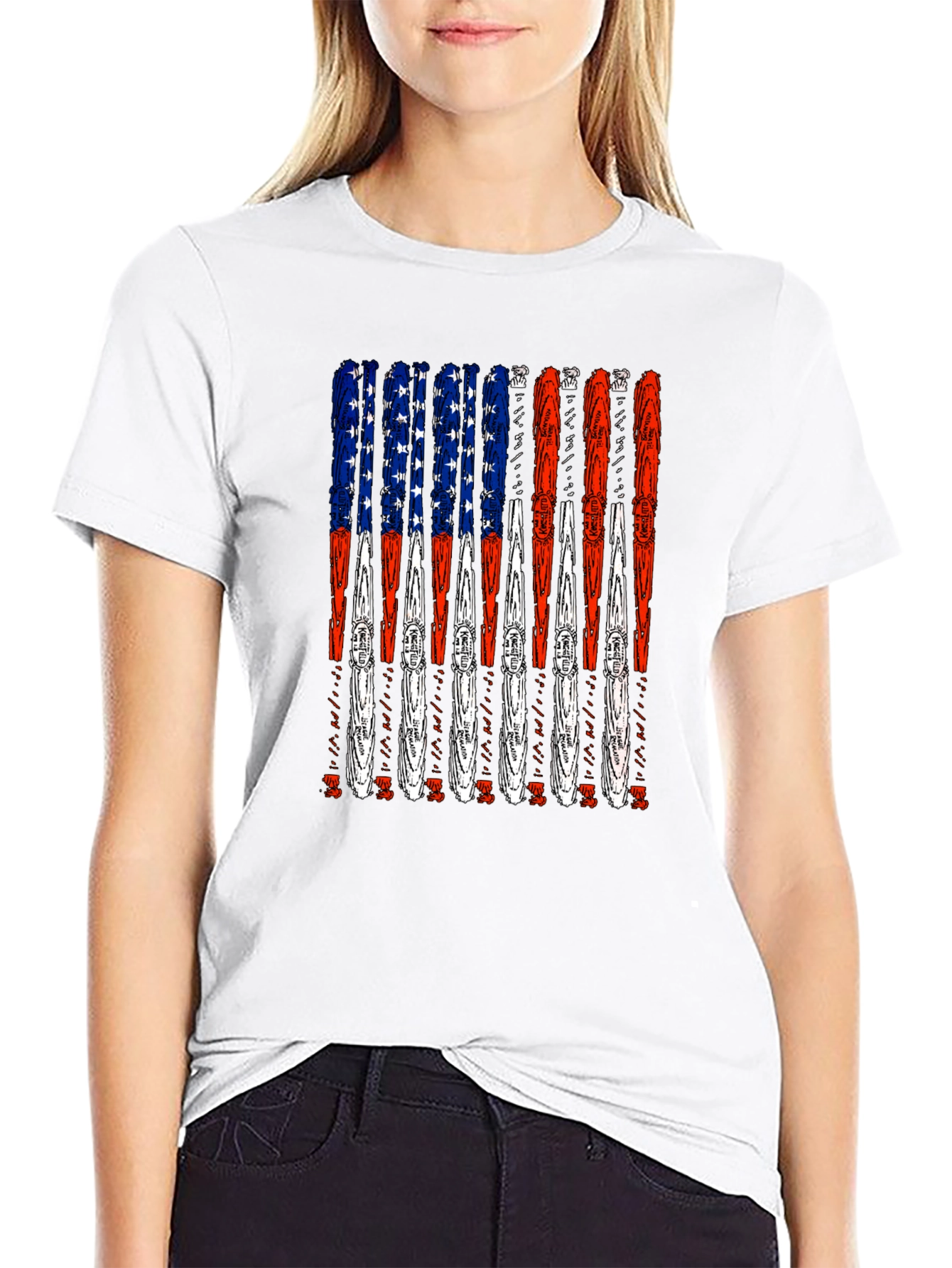 American Flag Ski T-Shirt - USA Pride