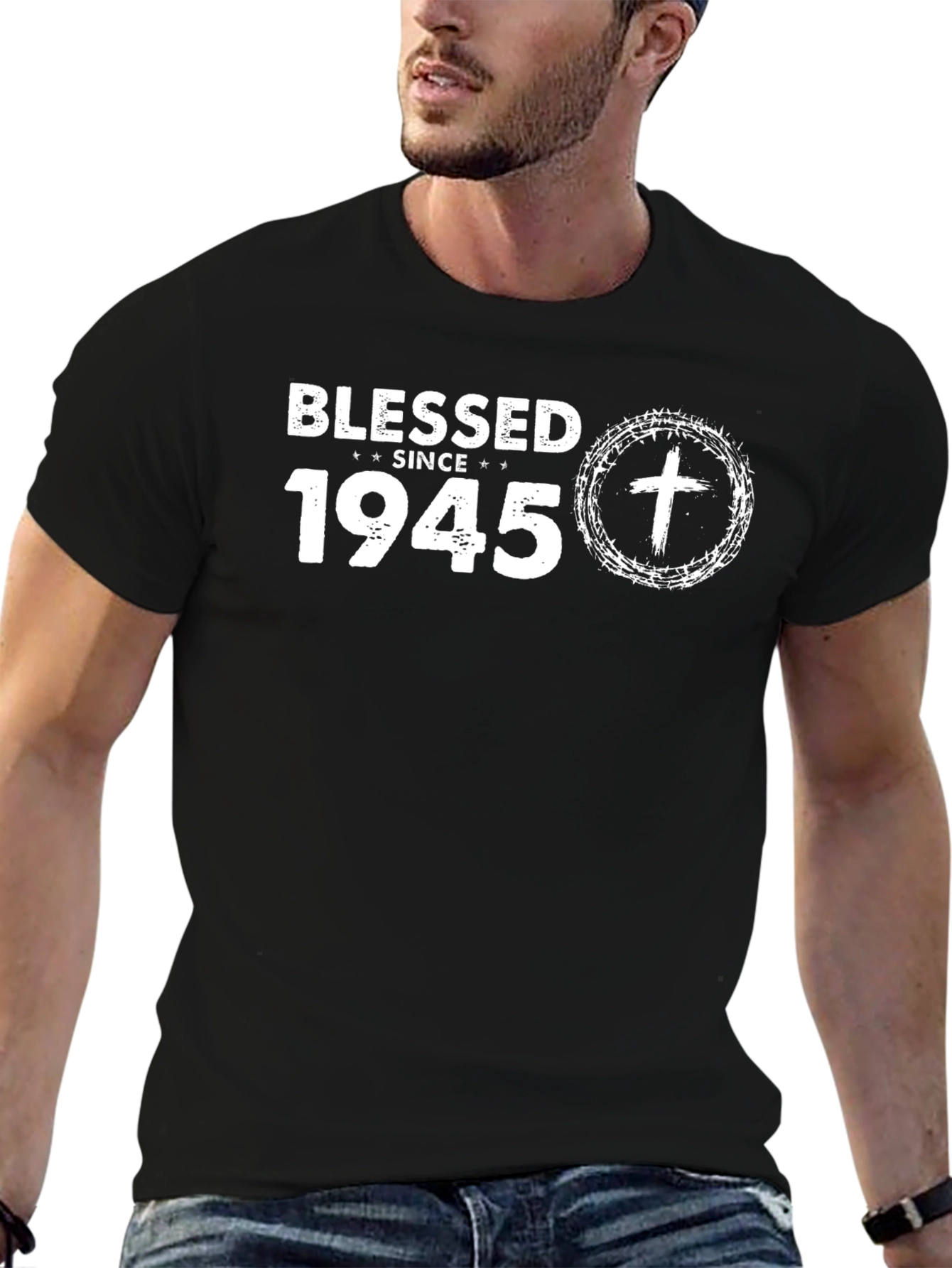 Blessed Since 1945 Black T-Shirt