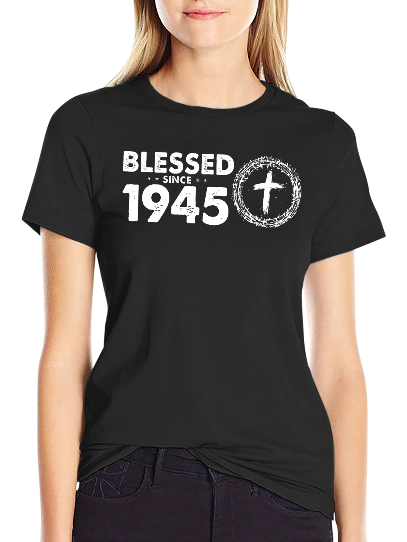 Blessed Since 1945 Black T-Shirt
