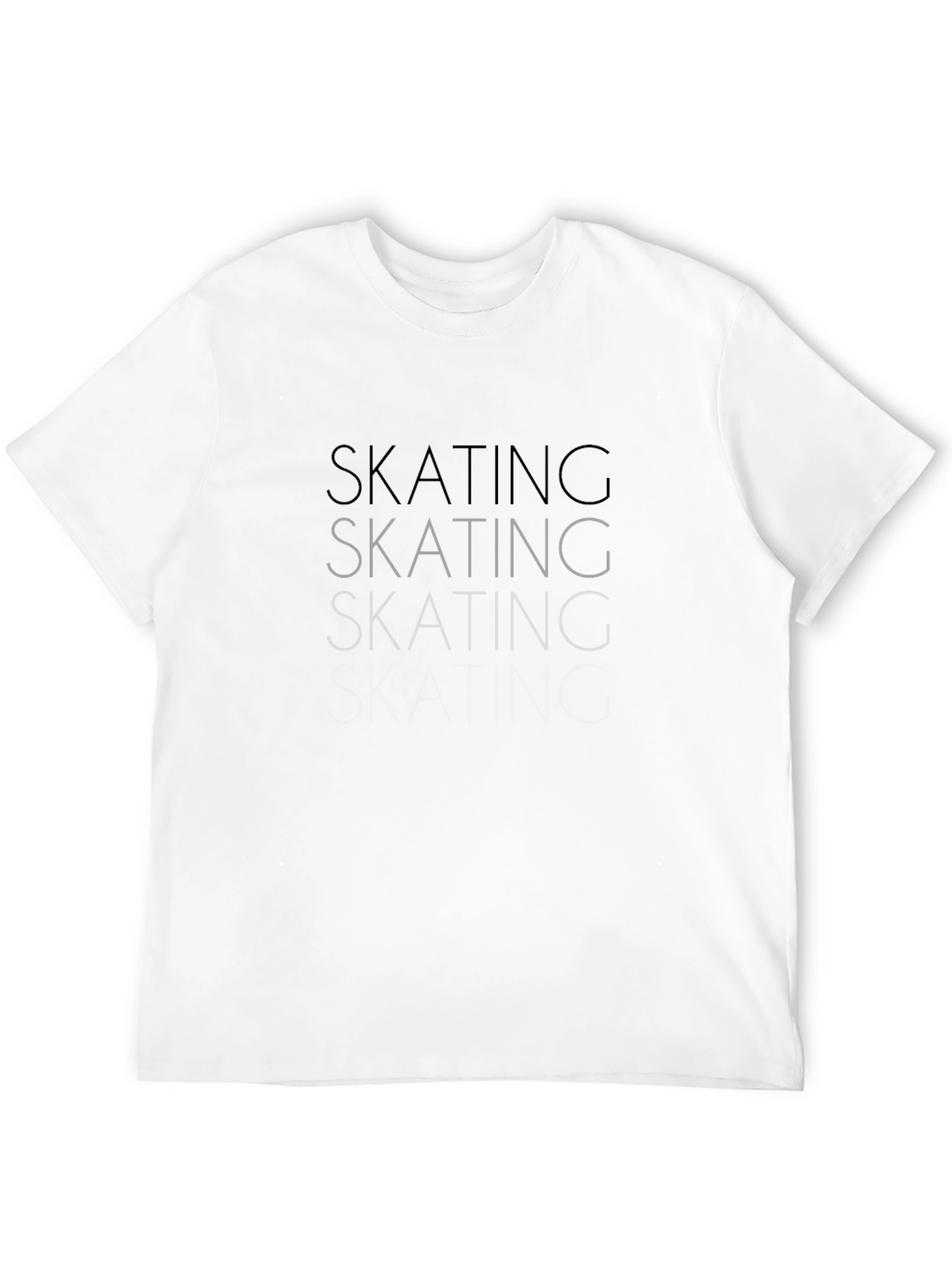 Skating Text Print Black T-Shirt