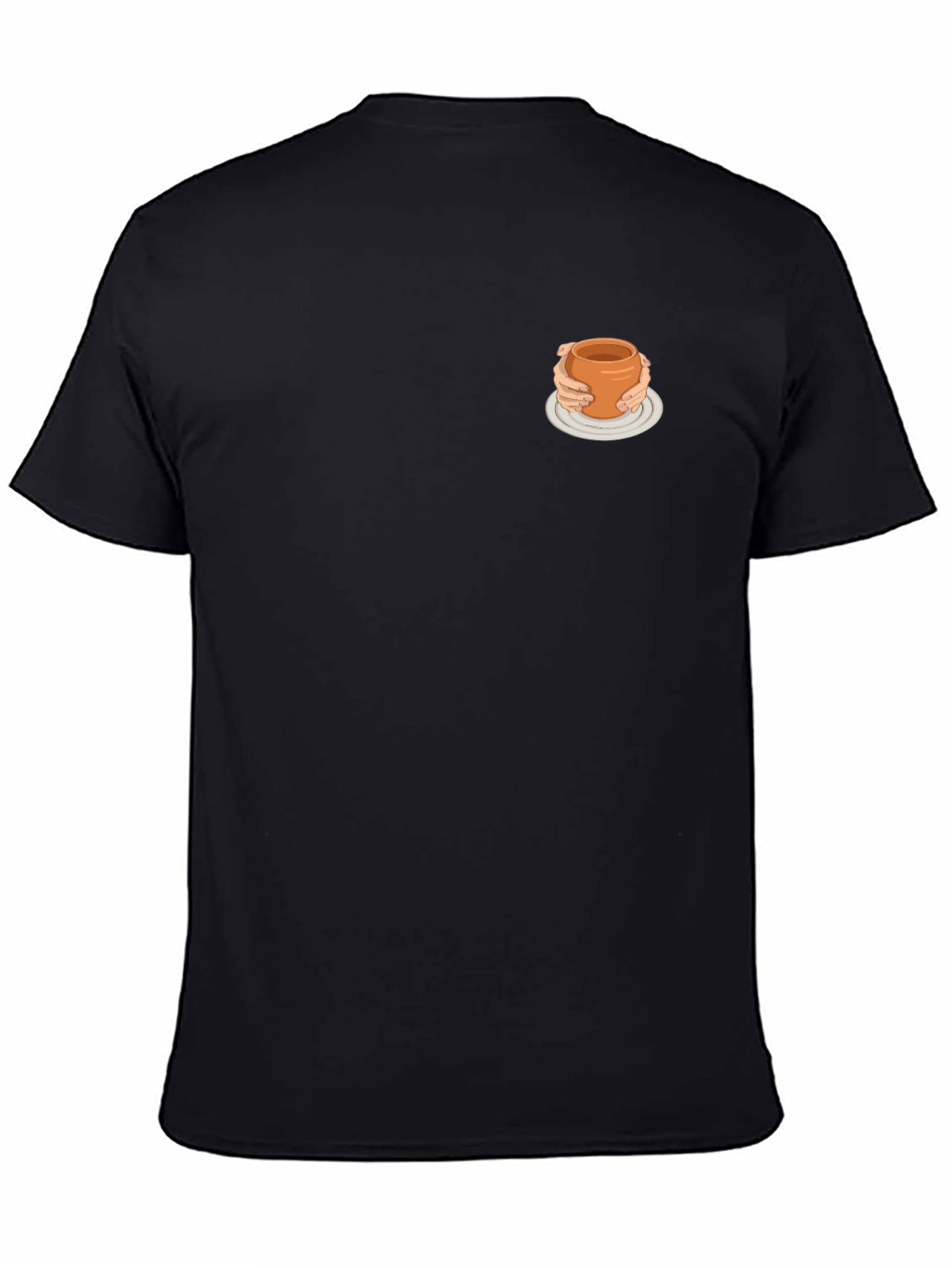 Minimalist Black Tee with Quirky Pottery Design