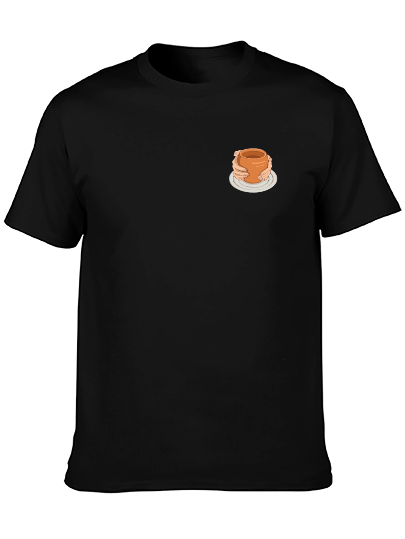 Minimalist Black Tee with Quirky Pottery Design