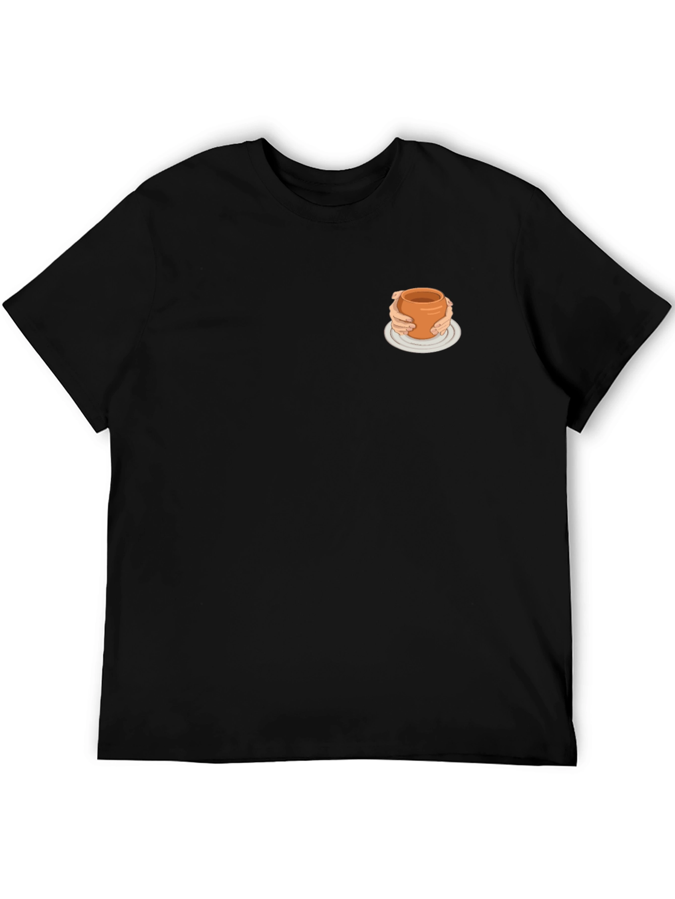 Minimalist Black Tee with Quirky Pottery Design