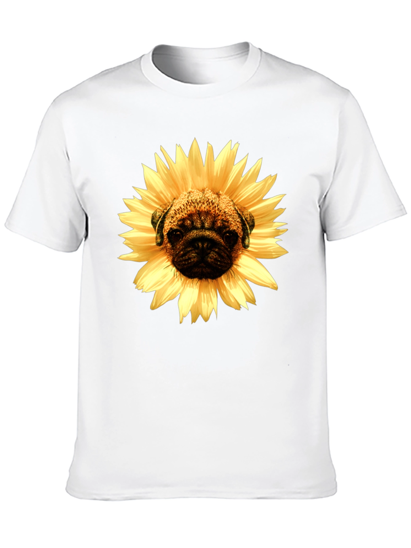 Sunflower Pug Graphic Tee - Mens Black T-Shirt