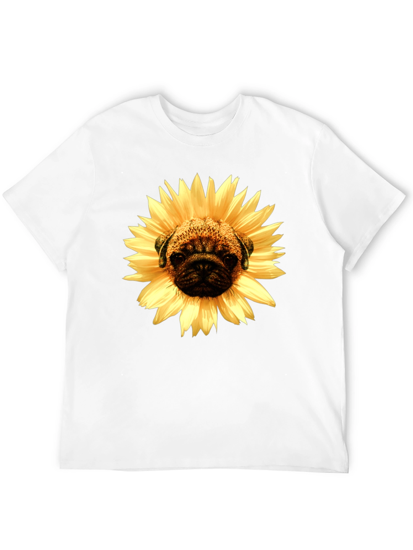 Sunflower Pug Graphic Tee - Mens Black T-Shirt