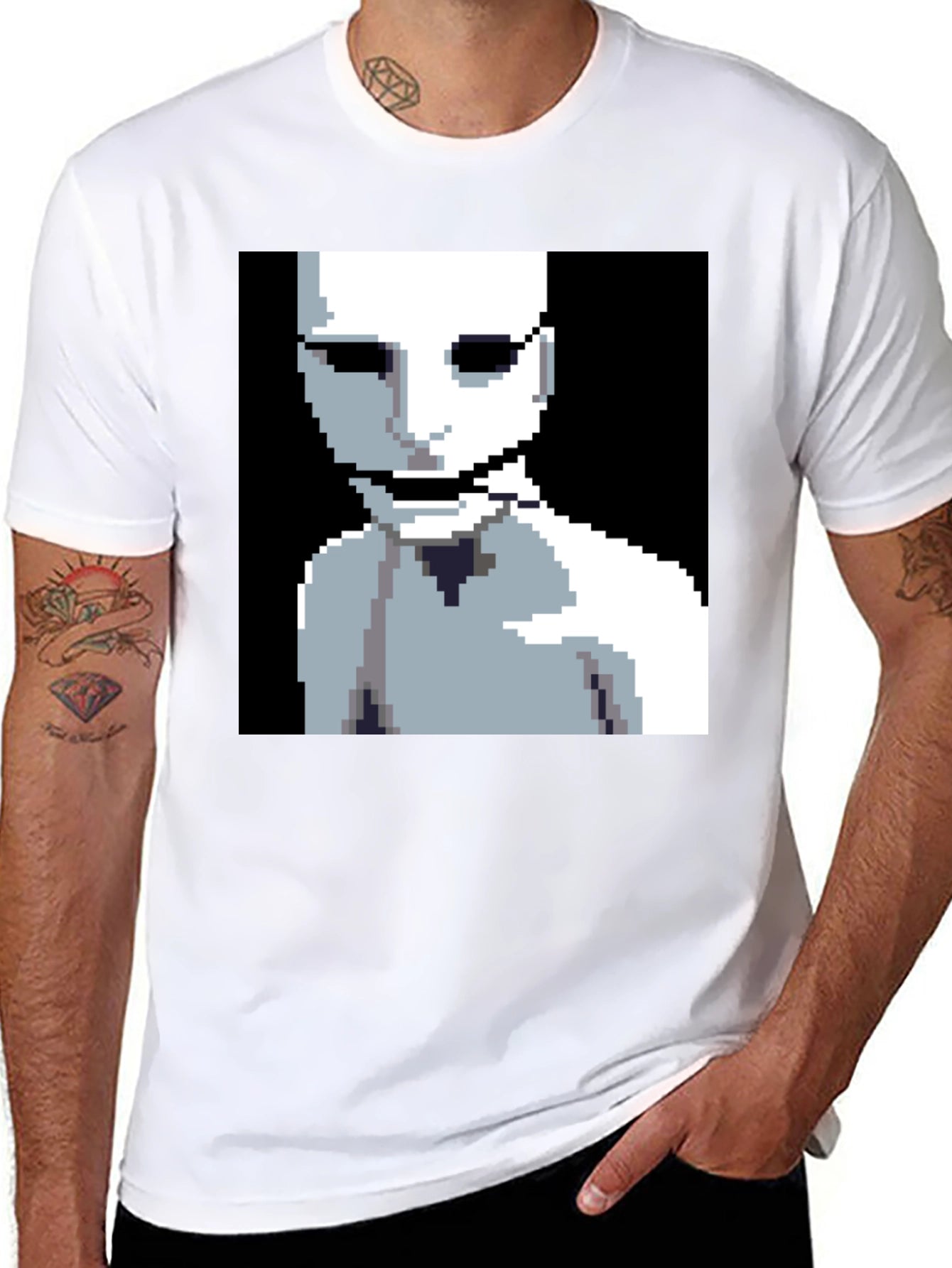 Pixelated Horror Graphic Tee - Black