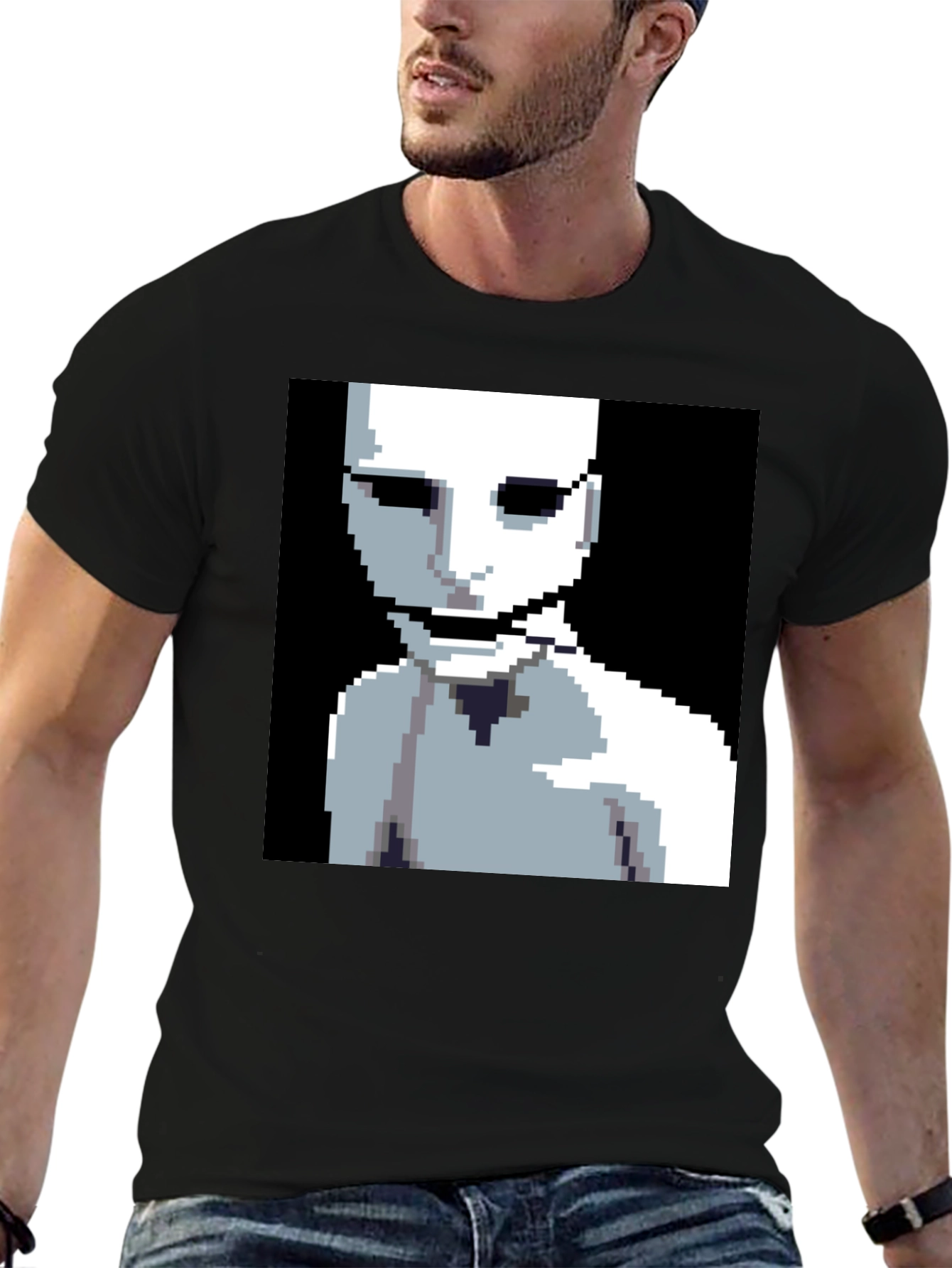 Pixelated Horror Graphic Tee - Black