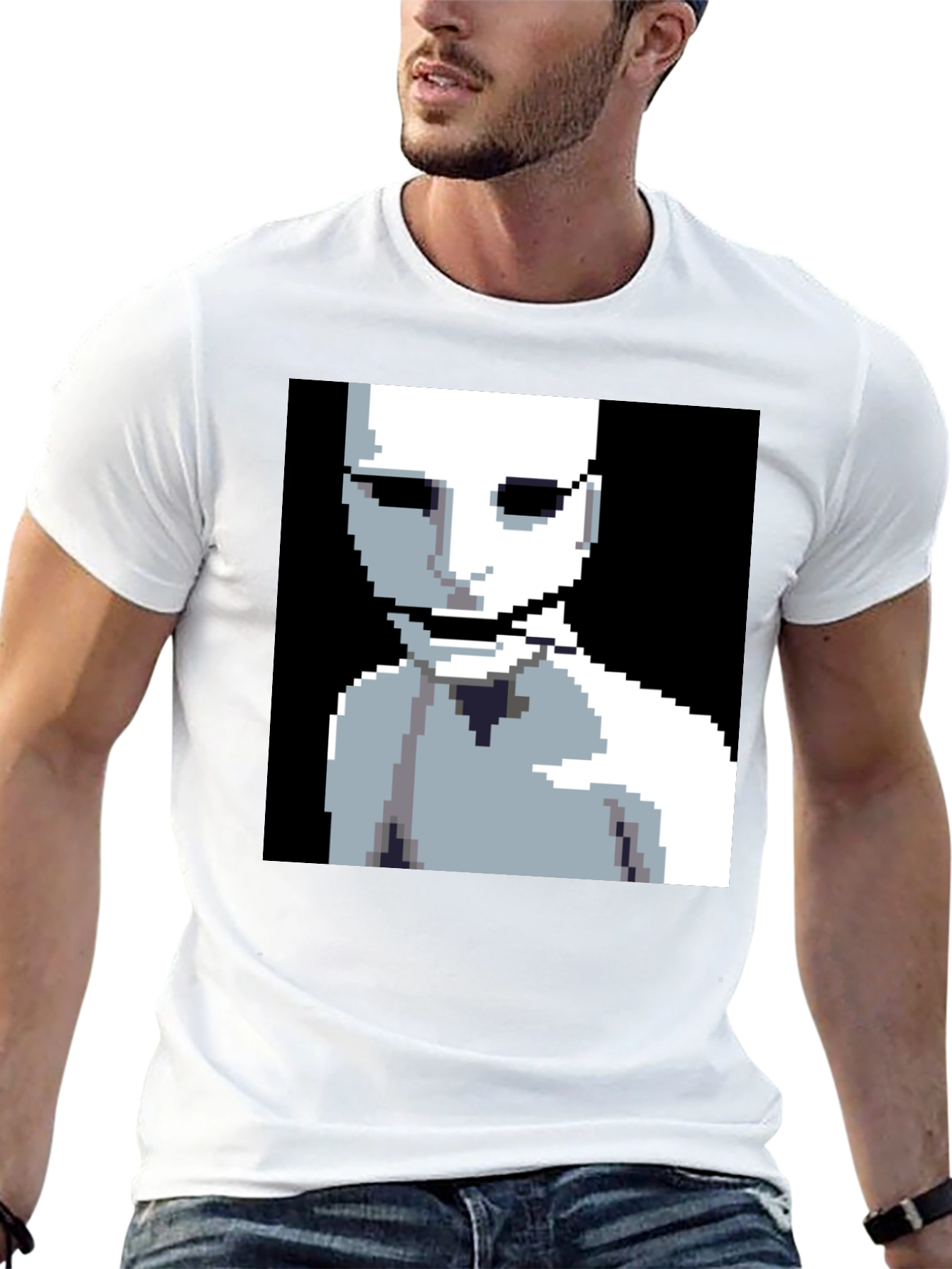 Pixelated Horror Graphic Tee - Black