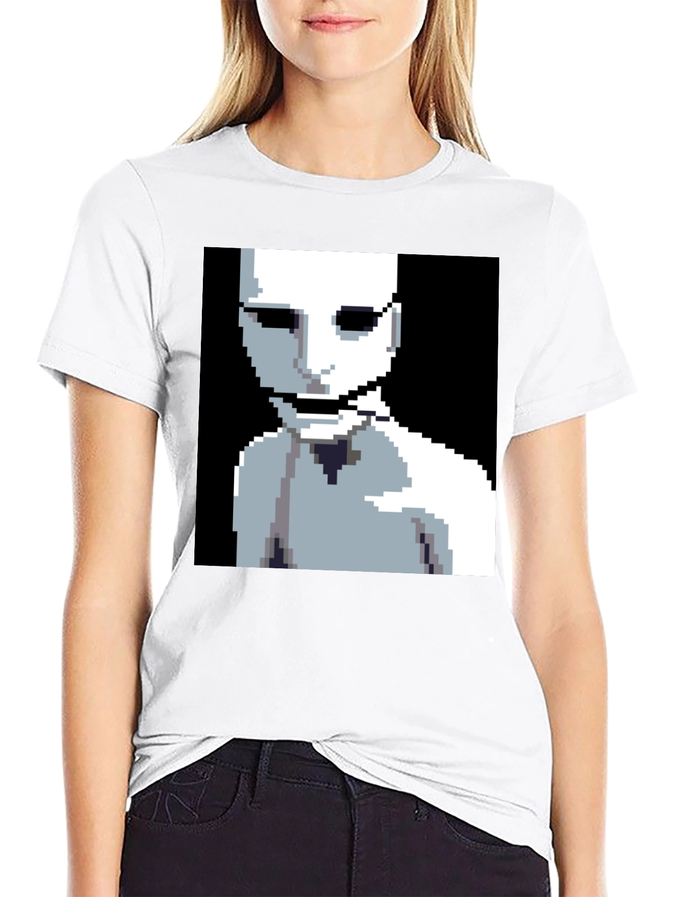 Pixelated Horror Graphic Tee - Black