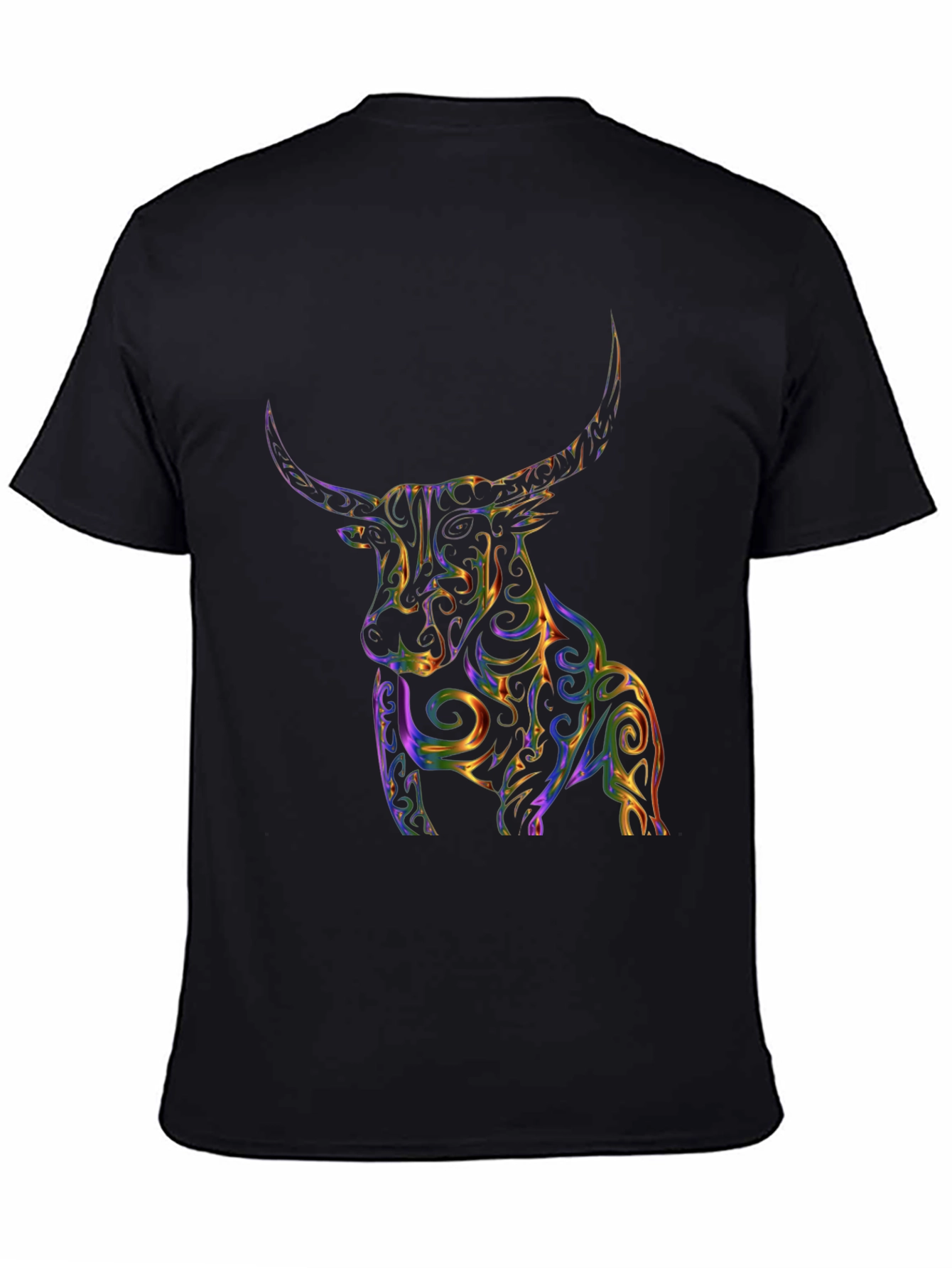 Vibrant Bull Graphic Tee - Stylish Mens Black T-Shirt