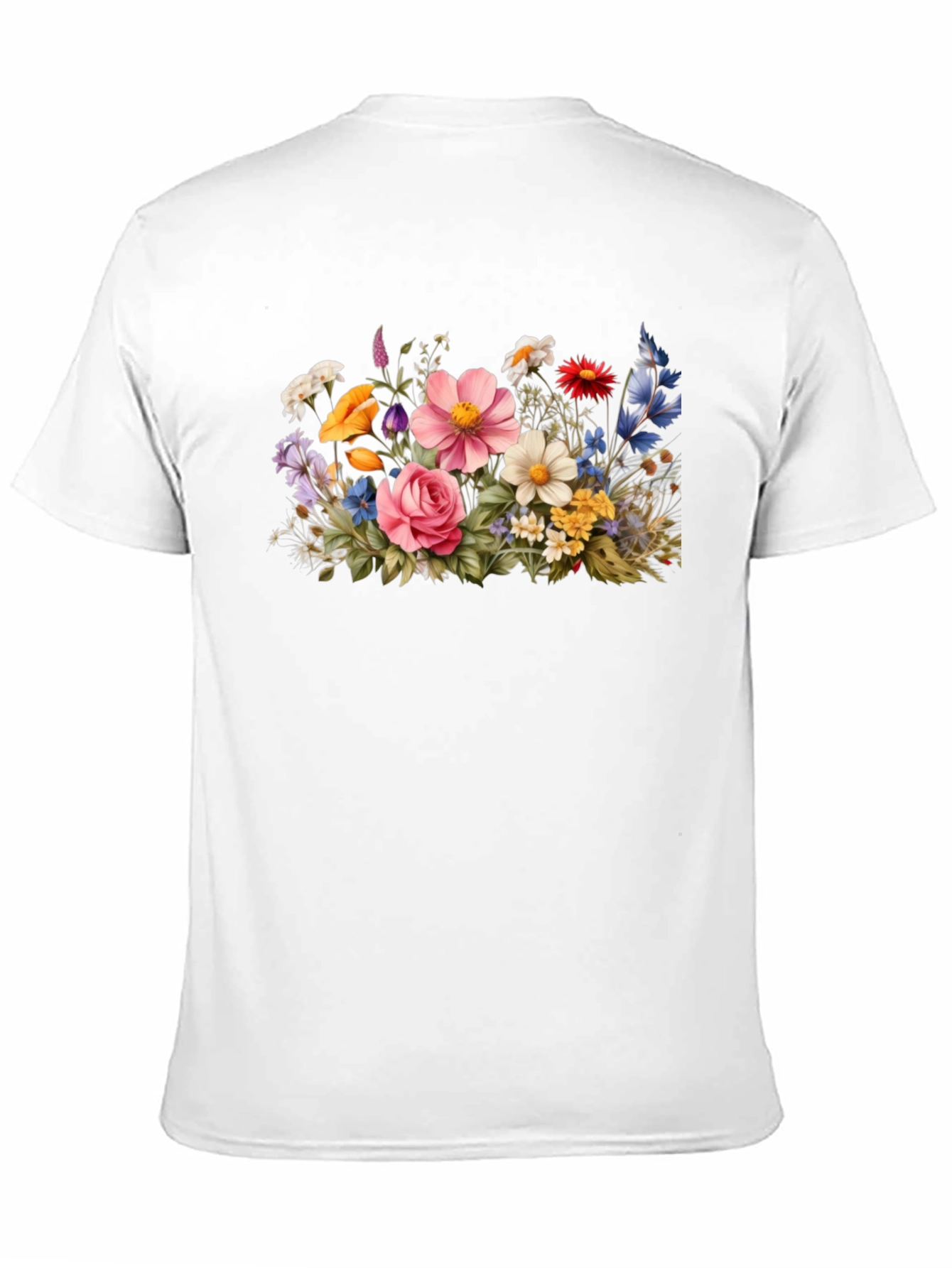 Floral Bouquet Graphic Tee - Black Cotton T-Shirt