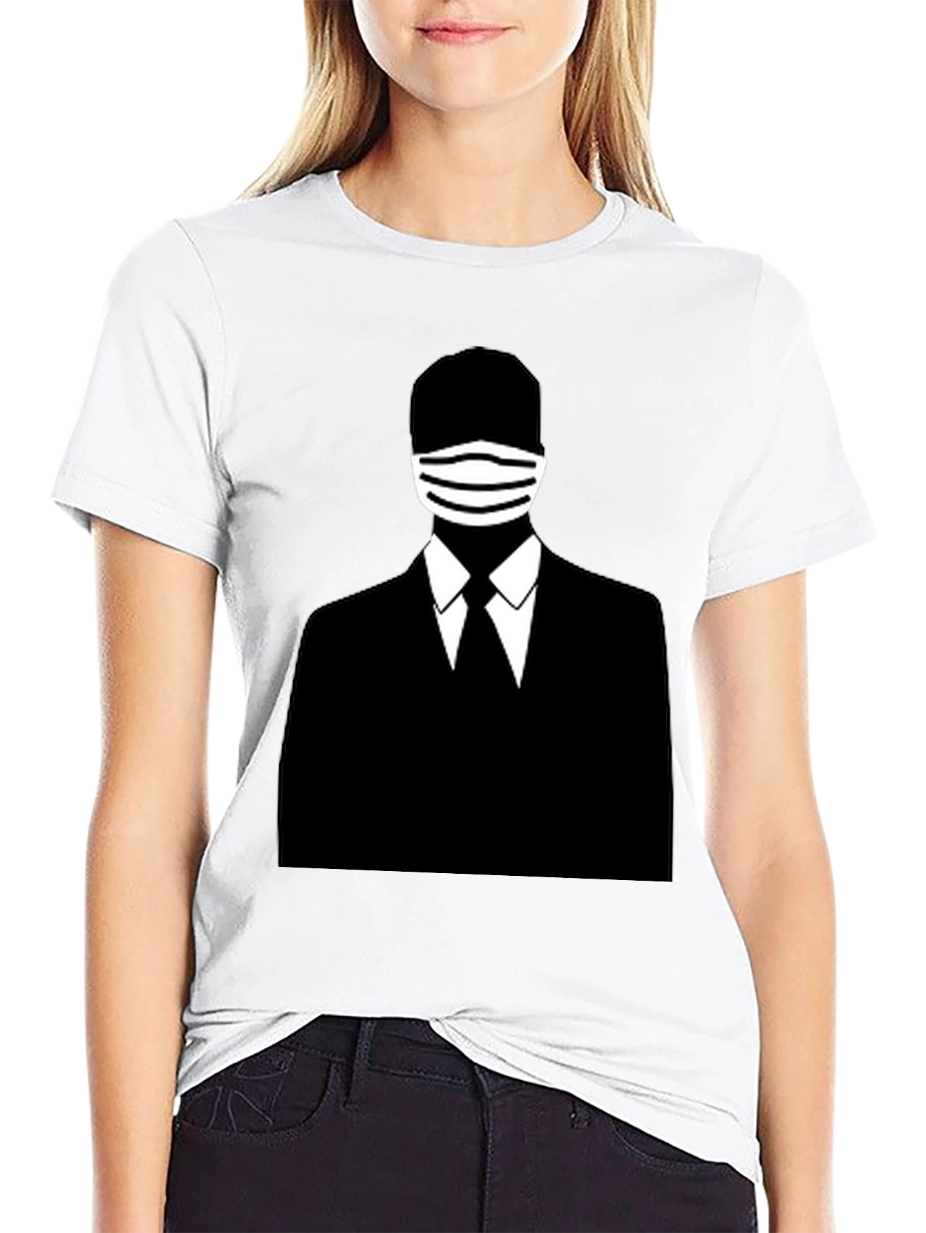 Masked Man Silhouette Graphic Tee - Black
